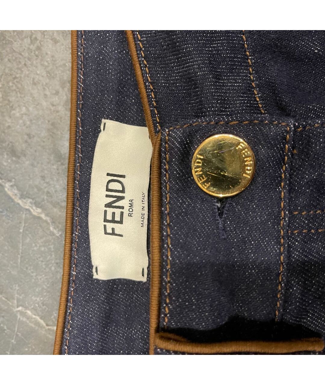 FENDI Синие джинсы слим, фото 4