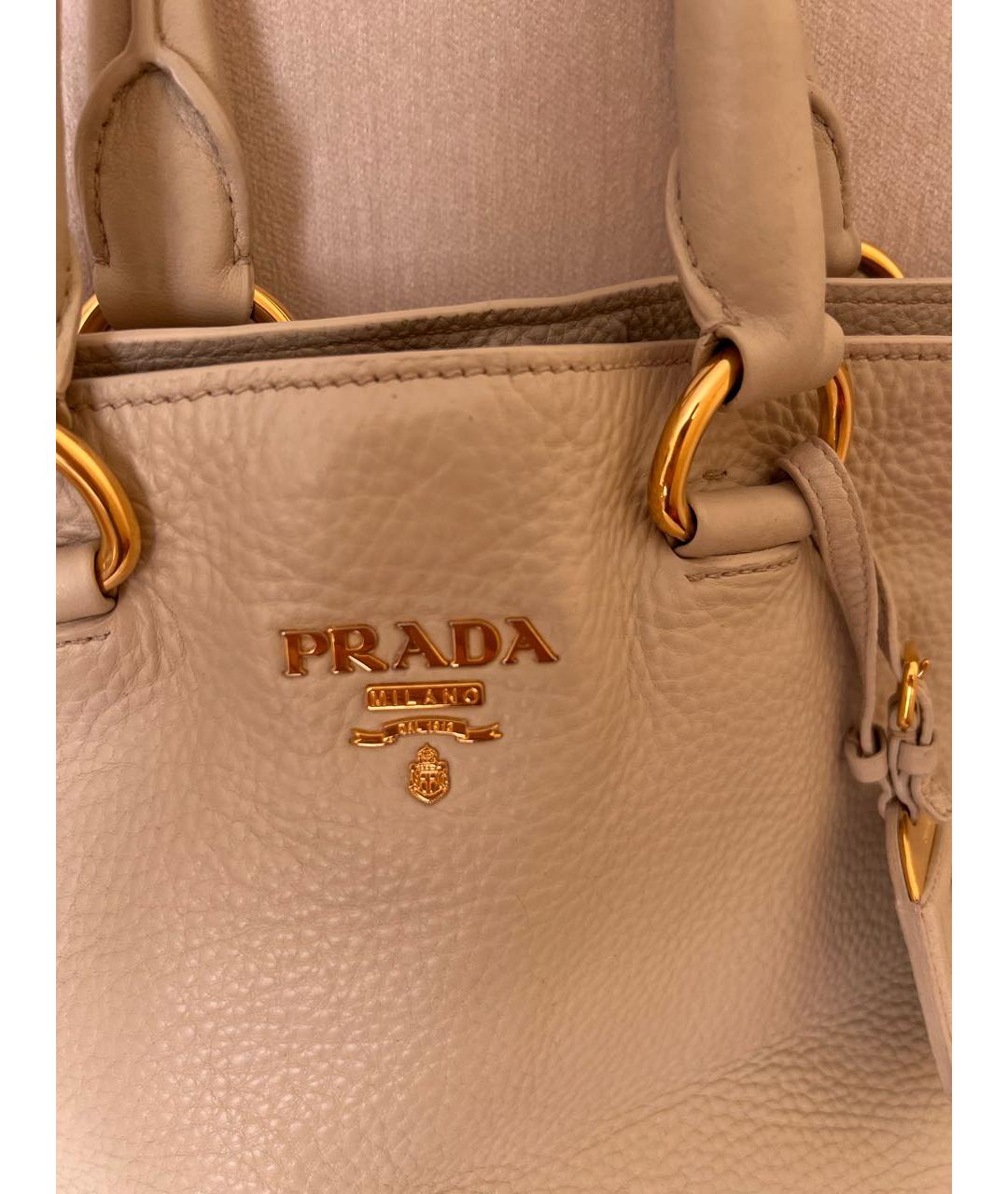 PRADA Бежевая кожаная сумка тоут, фото 3