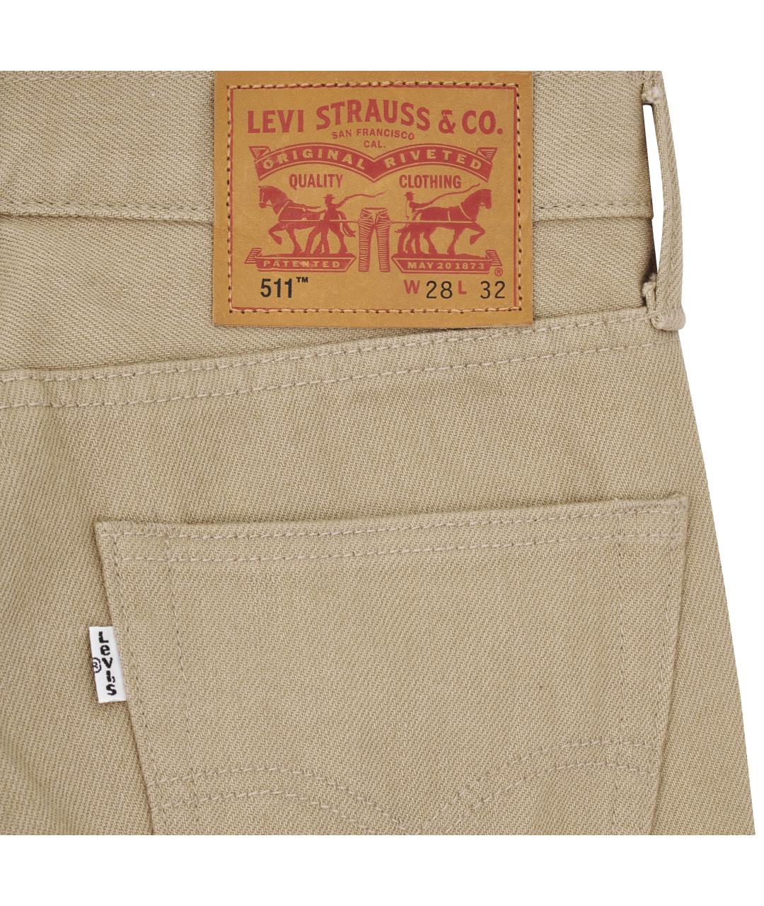 LEVI'S Бежевые хлопковые прямые джинсы, фото 3