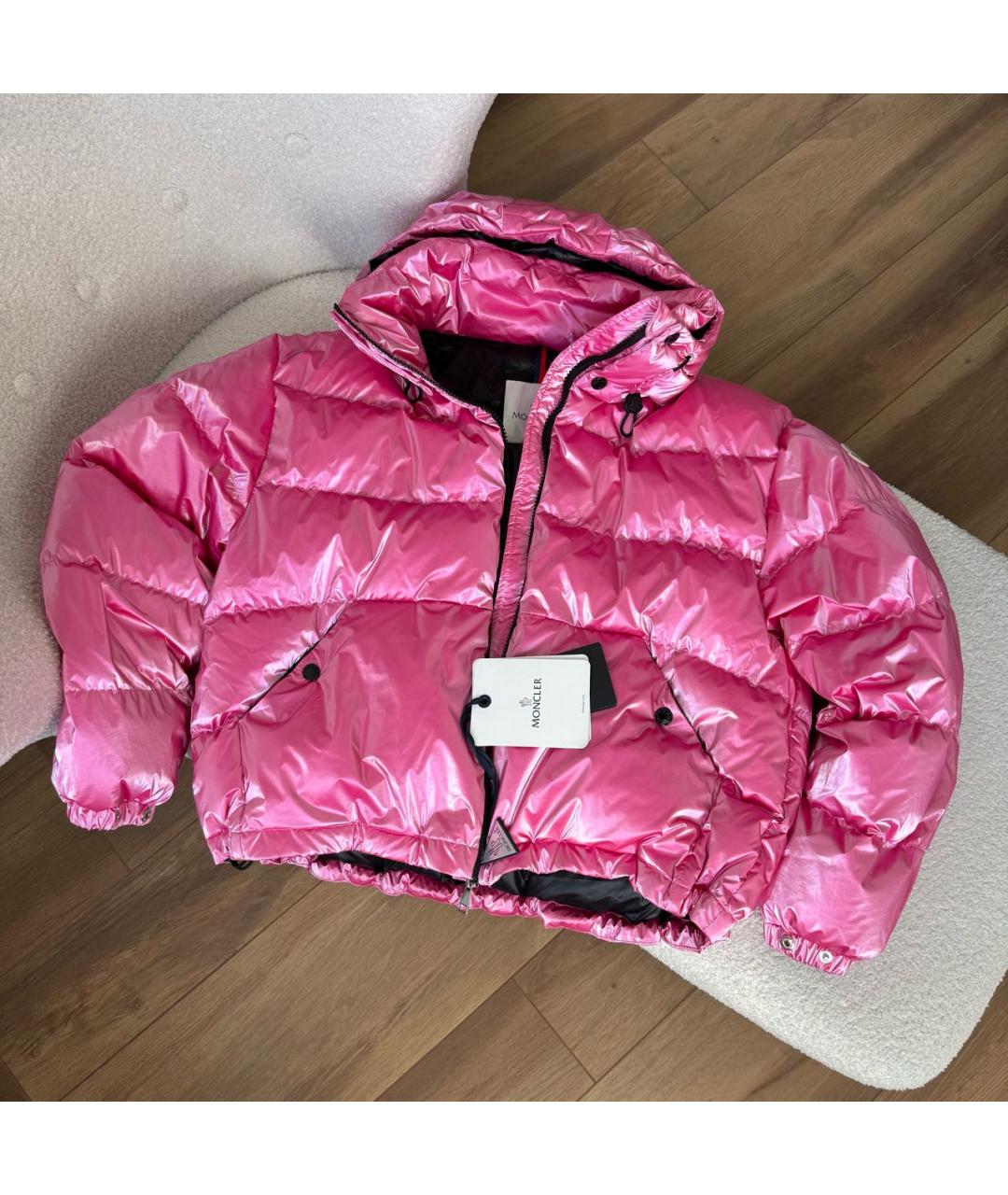 MONCLER Розовая синтетическая куртка, фото 2