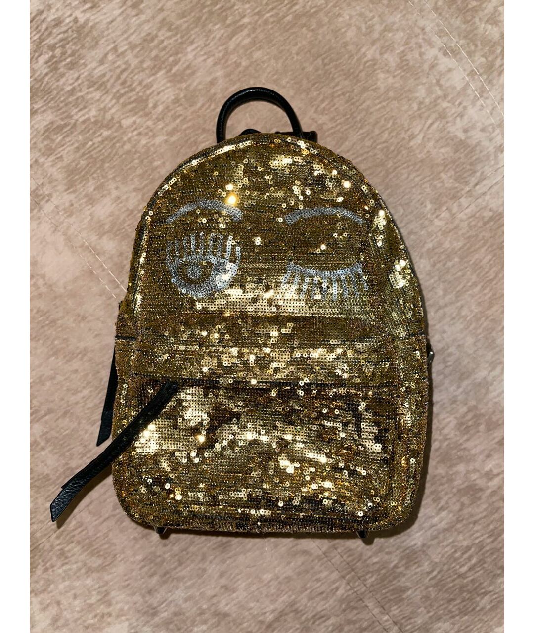CHIARA FERRAGNI Золотой кожаный рюкзак, фото 5