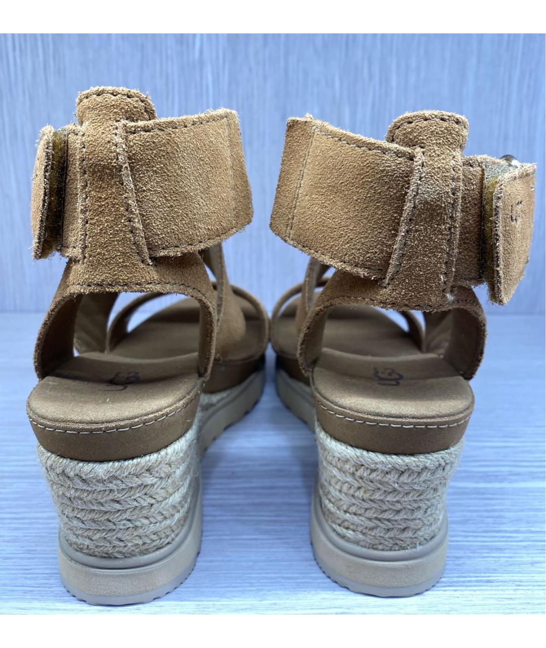 UGG AUSTRALIA Коричневые кожаные босоножки, фото 4