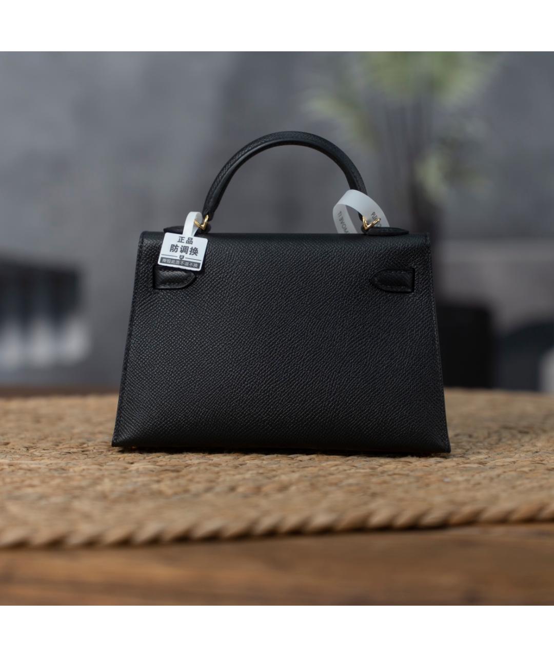HERMES Черная кожаная сумка с короткими ручками, фото 5