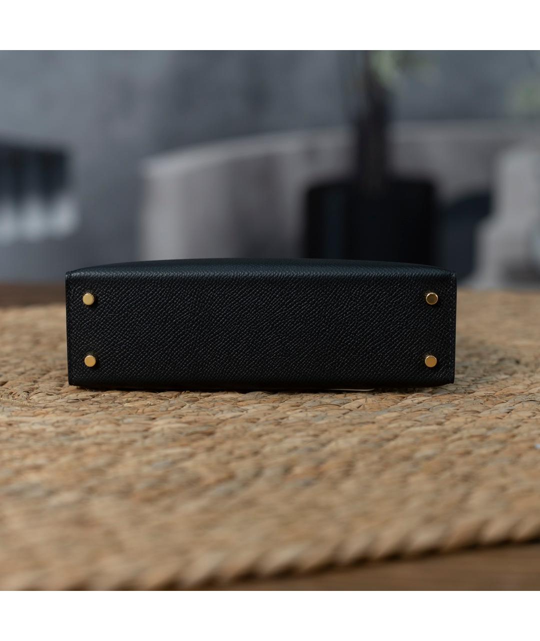 HERMES Черная кожаная сумка с короткими ручками, фото 6