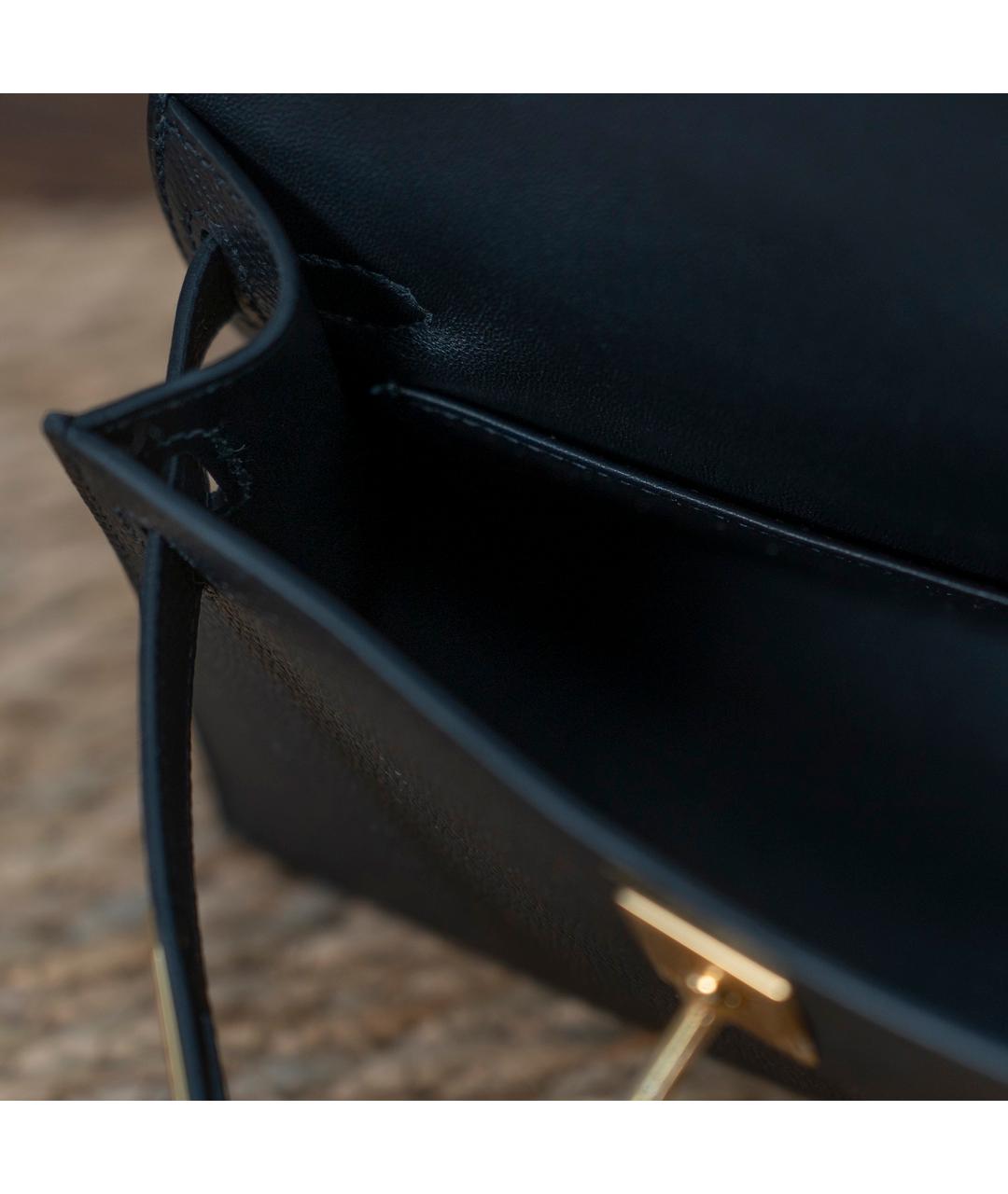 HERMES Черная кожаная сумка с короткими ручками, фото 9