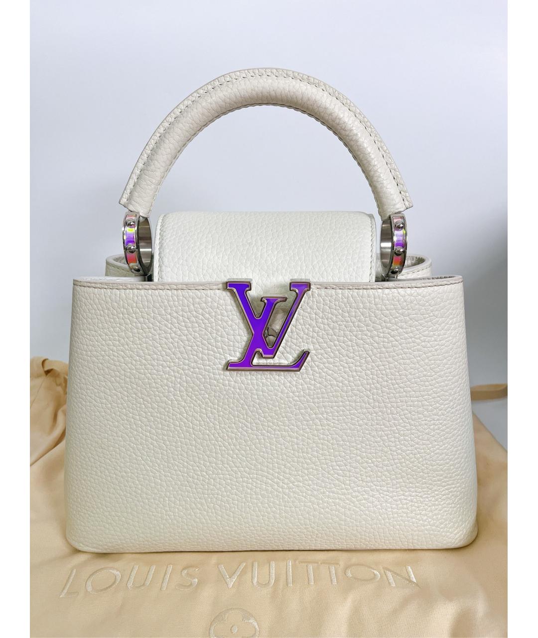 LOUIS VUITTON Белая кожаная сумка с короткими ручками, фото 8