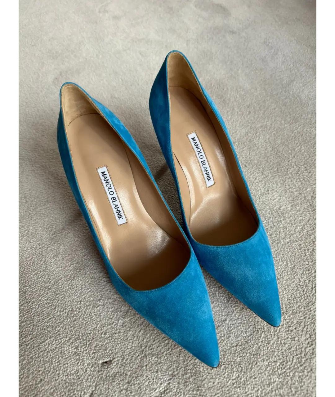 MANOLO BLAHNIK Голубые замшевые туфли, фото 2