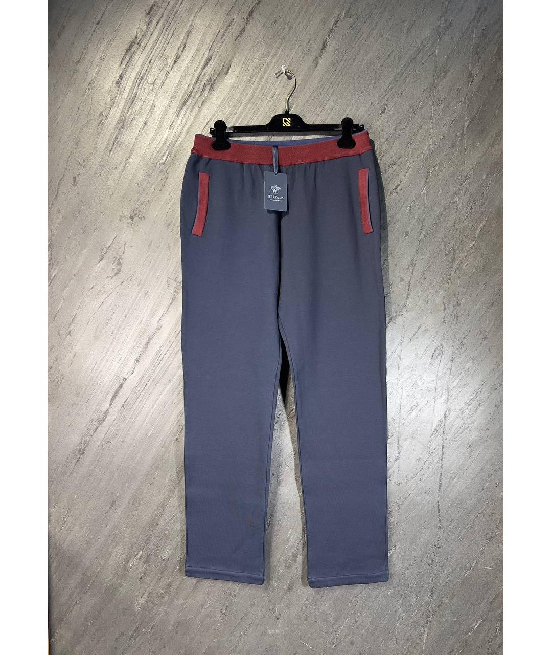 BERTOLO LUXURY MENSWEAR Антрацитовые хлопко-эластановые повседневные брюки, фото 1