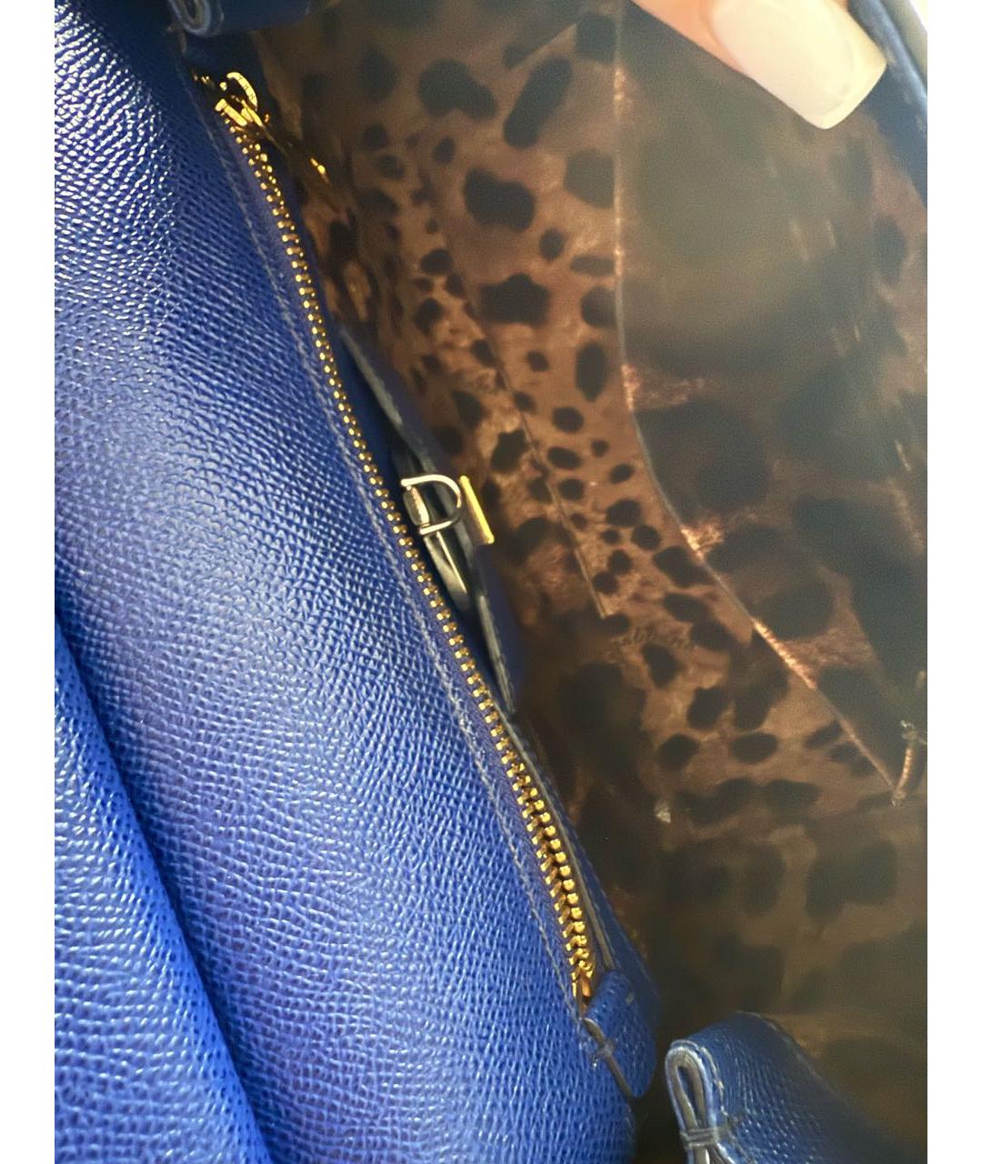 DOLCE&GABBANA Синяя кожаная сумка с короткими ручками, фото 4