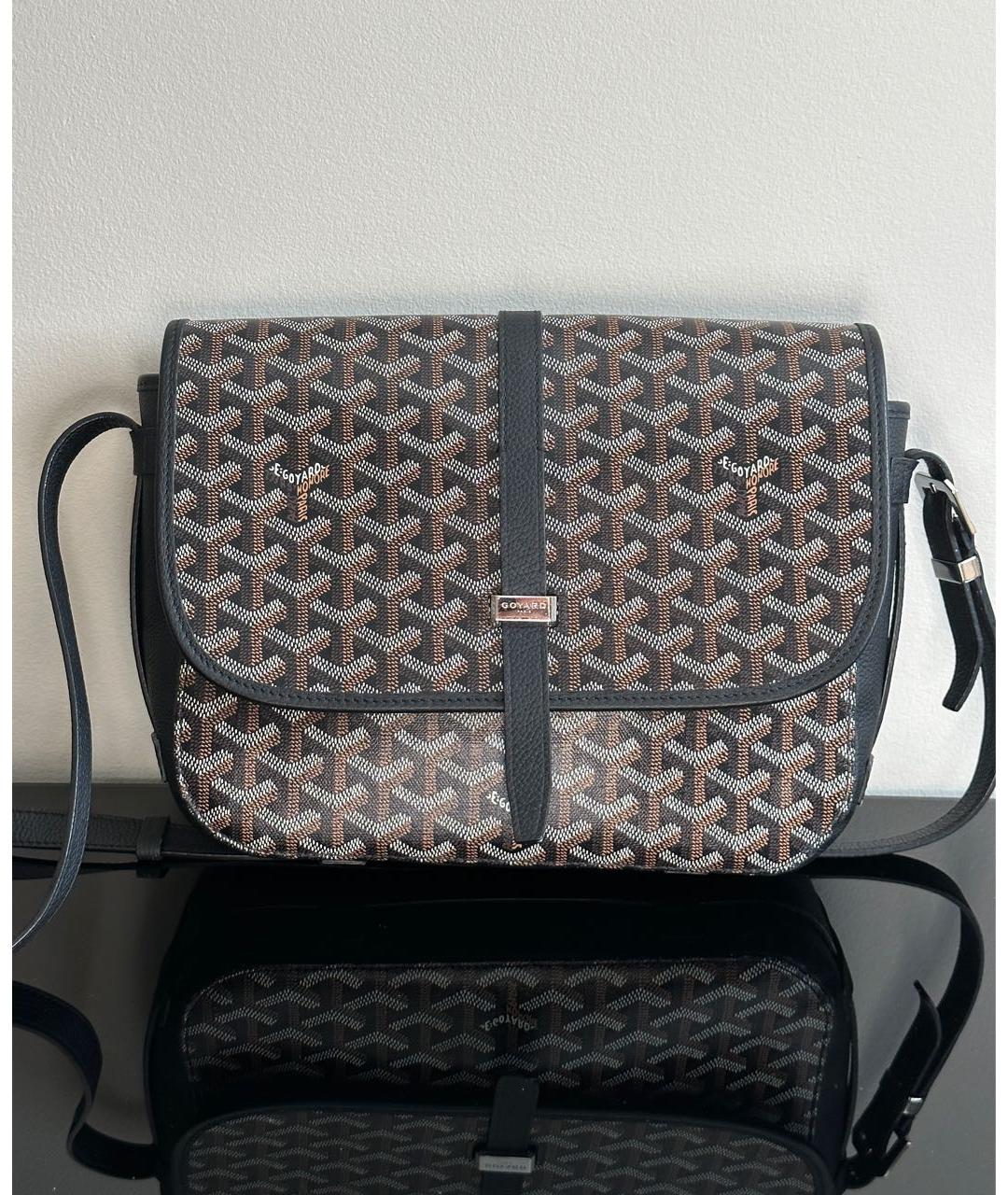 GOYARD Черная кожаная сумка на плечо, фото 2