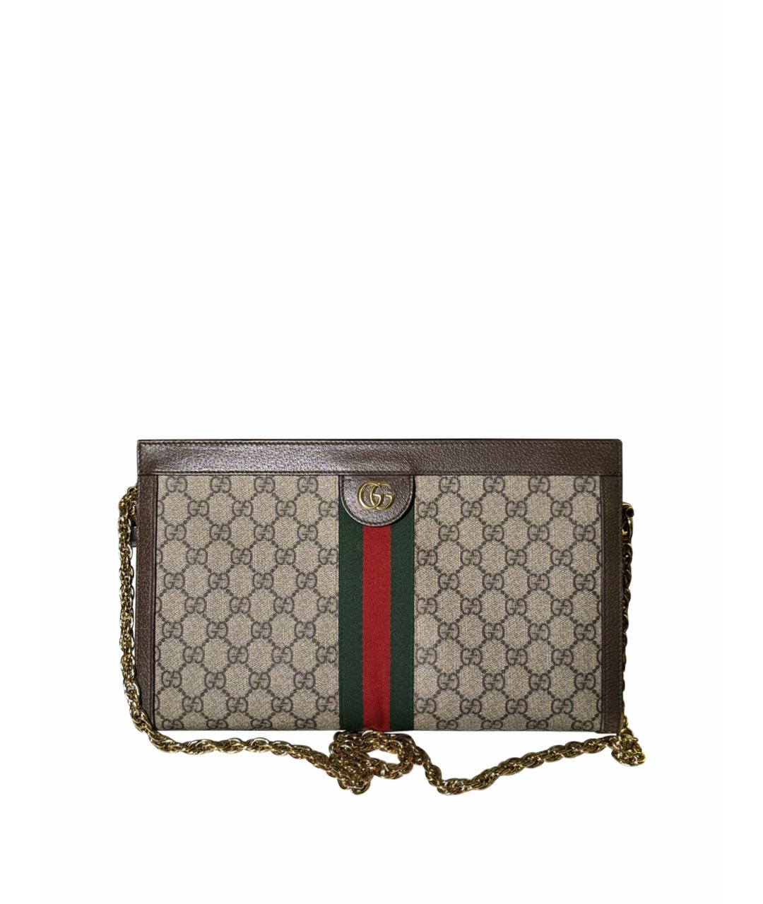 GUCCI Коричневая кожаная сумка через плечо, фото 1