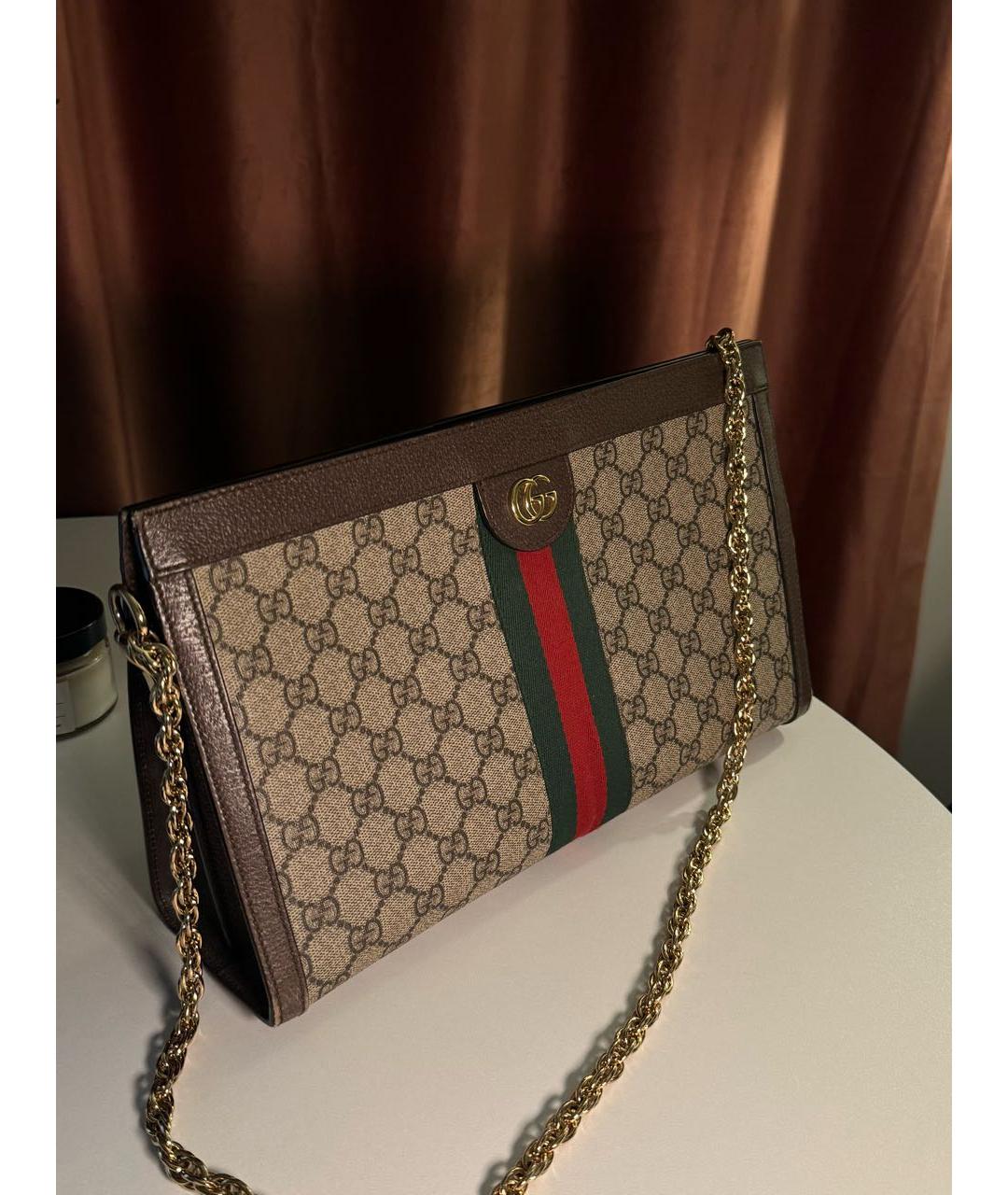 GUCCI Коричневая кожаная сумка через плечо, фото 2