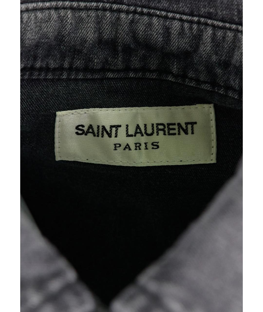 SAINT LAURENT Серая хлопковая рубашка, фото 3