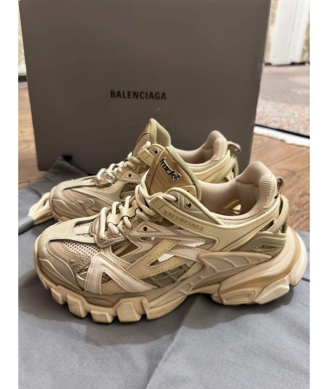 BALENCIAGA Бежевые кожаные кроссовки, фото 4