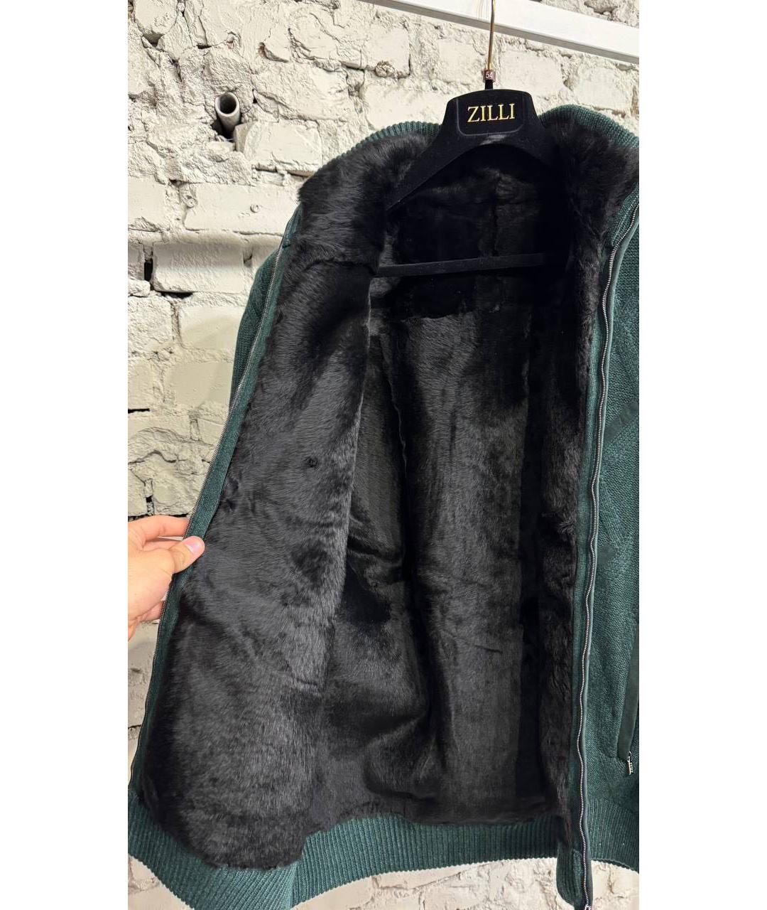 ZILLI Зеленая кашемировая дубленка/шуба, фото 6