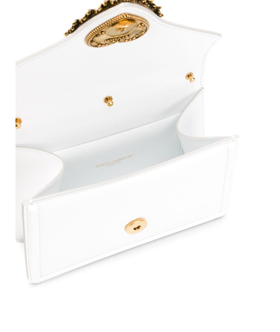 DOLCE&GABBANA Белая кожаная сумка с короткими ручками, фото 5