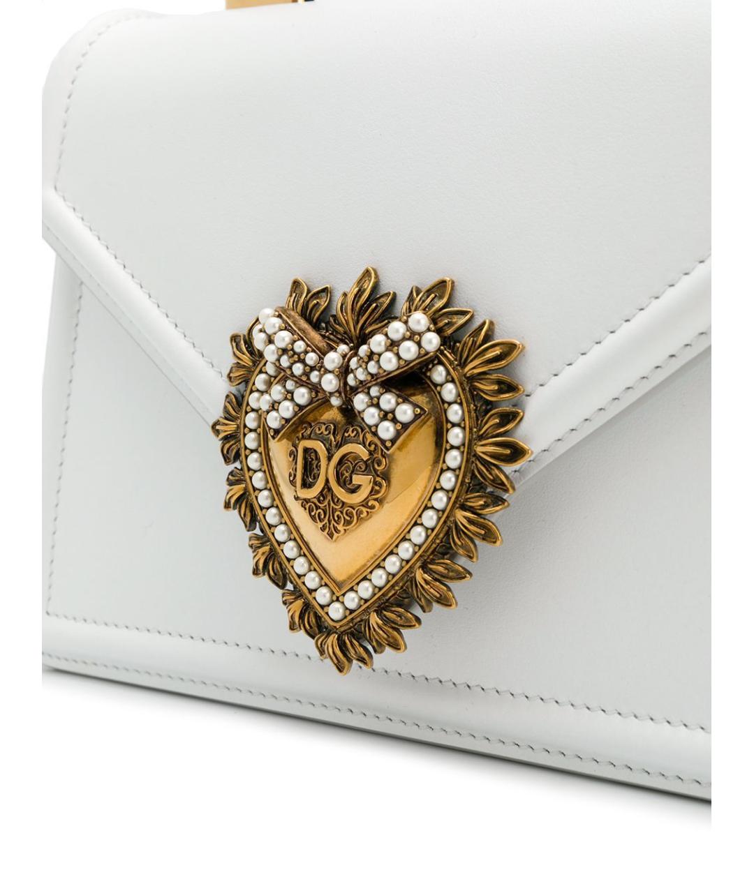 DOLCE&GABBANA Белая кожаная сумка с короткими ручками, фото 4