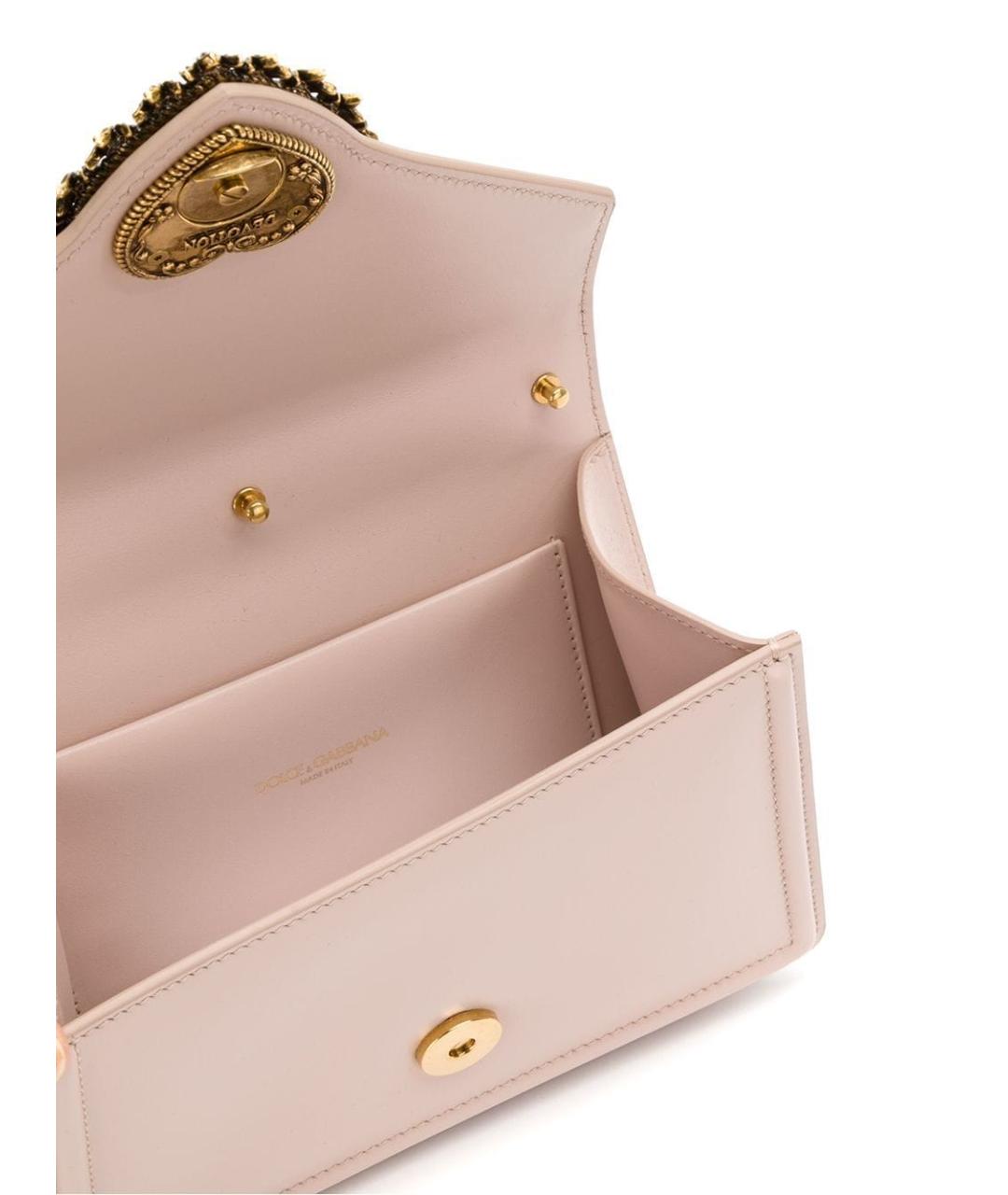 DOLCE&GABBANA Розовая кожаная сумка с короткими ручками, фото 5