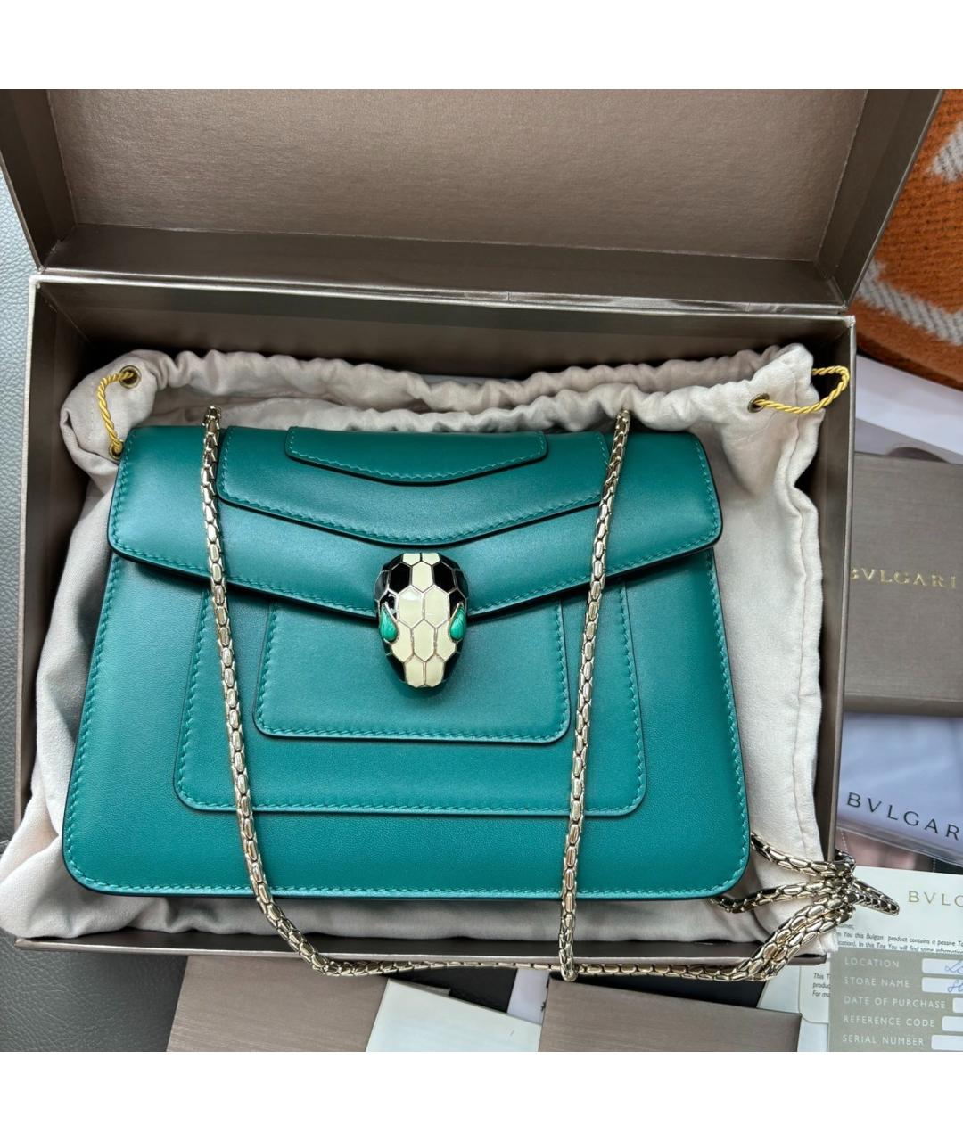 BVLGARI Зеленая кожаная сумка через плечо, фото 2