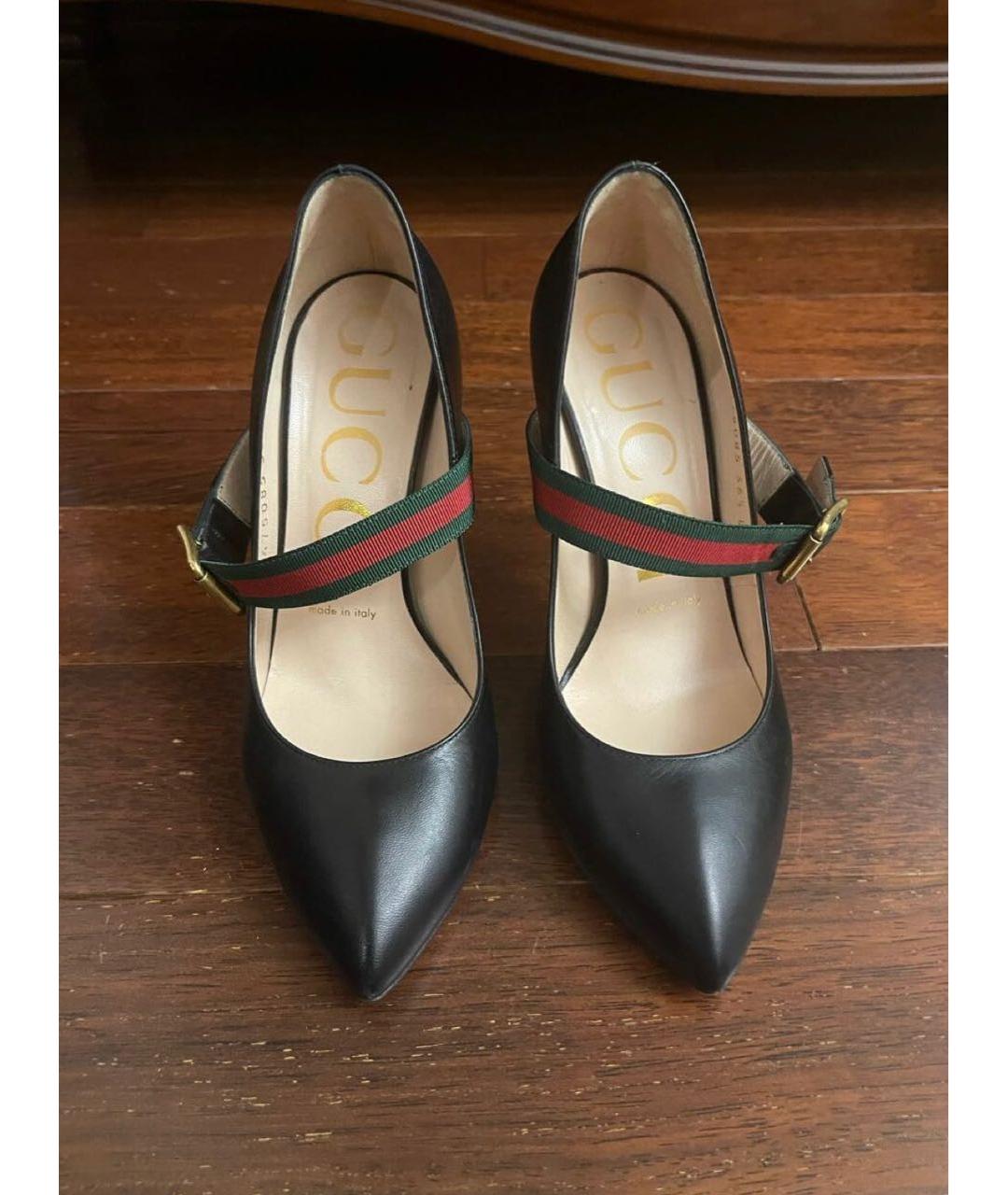 GUCCI Черные кожаные туфли, фото 2