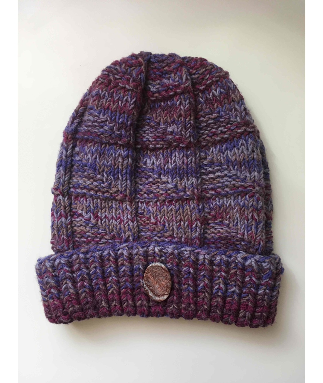 0711 Фиолетовая шерстяная шапка, фото 4