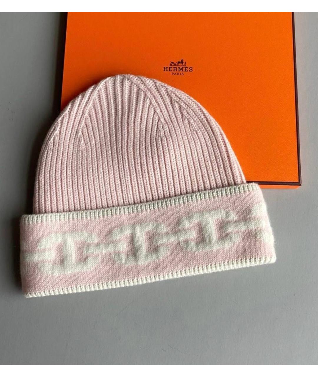 HERMES Розовая кашемировая шапка, фото 4