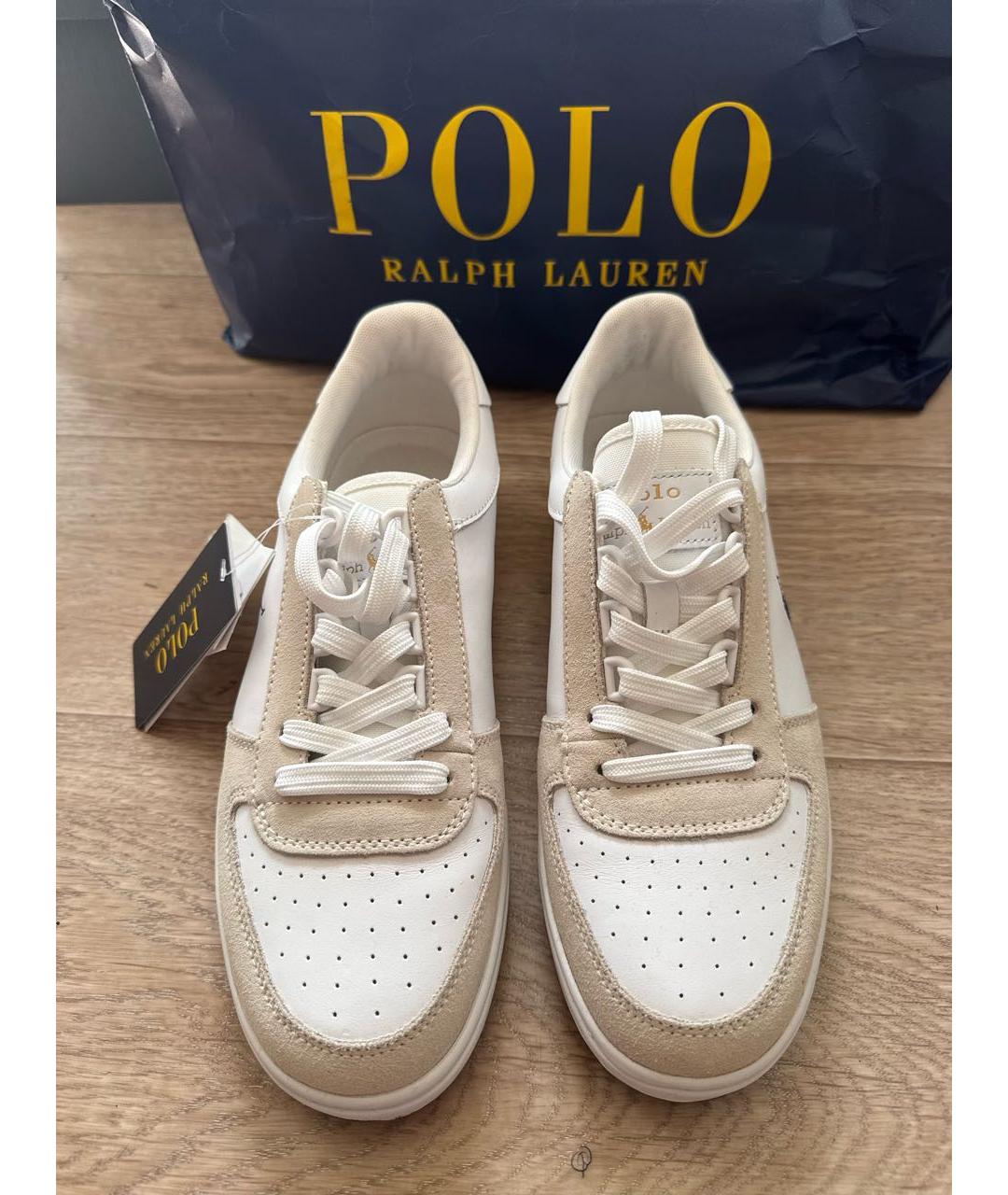 POLO RALPH LAUREN Белые кожаные низкие кроссовки / кеды, фото 2