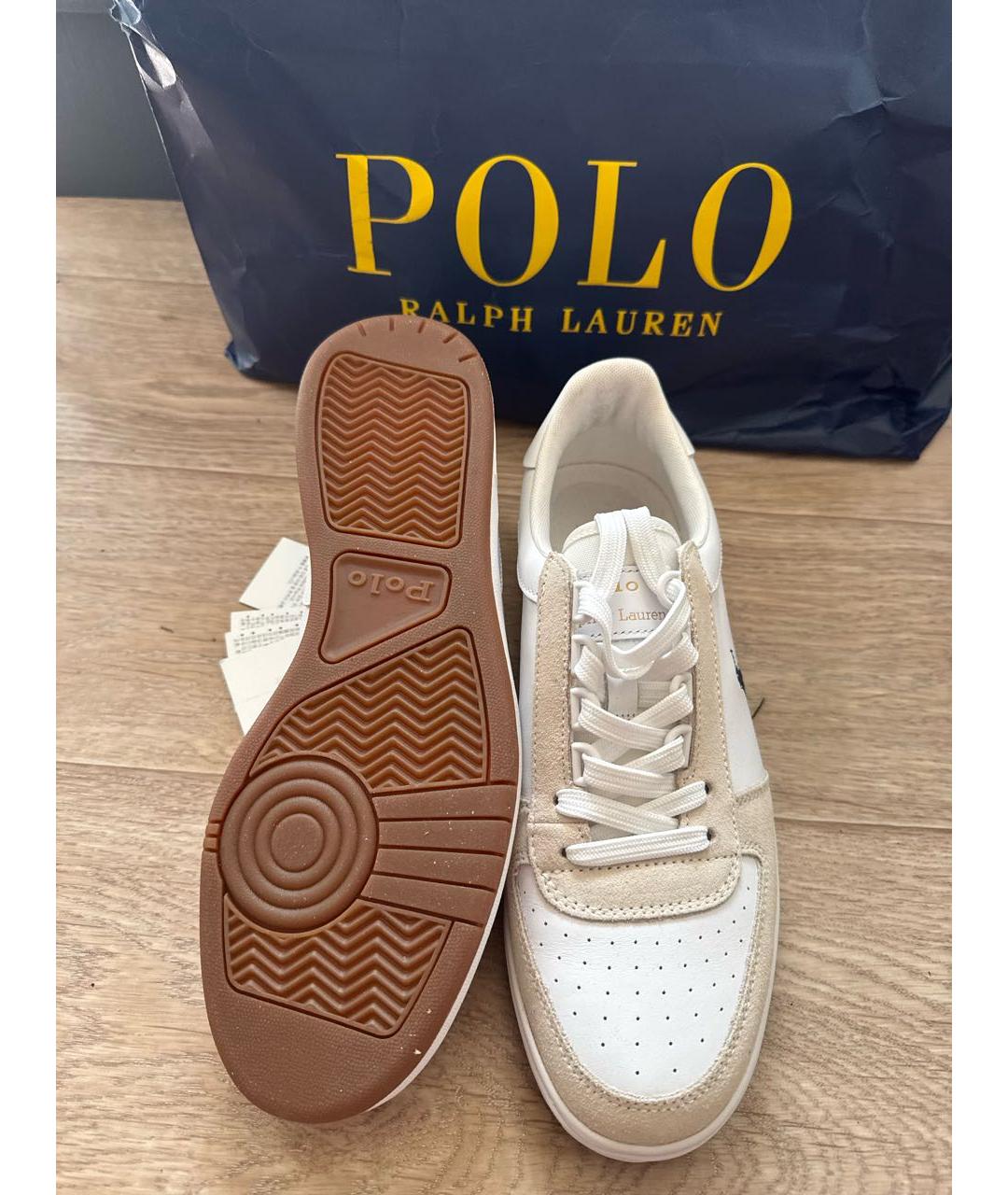 POLO RALPH LAUREN Белые кожаные низкие кроссовки / кеды, фото 5