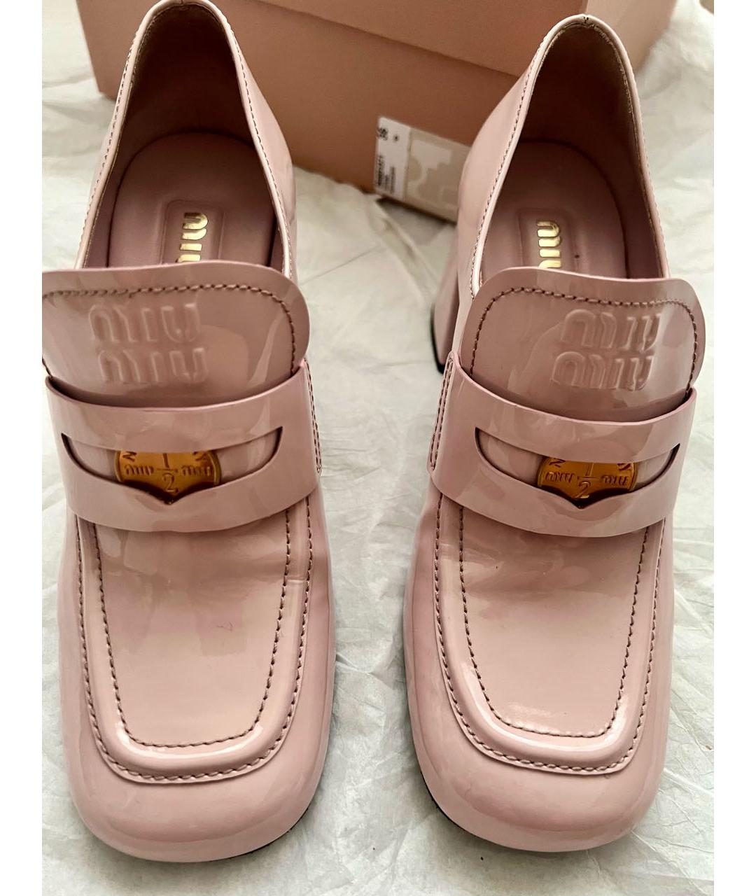 MIU MIU Розовые туфли из лакированной кожи, фото 3