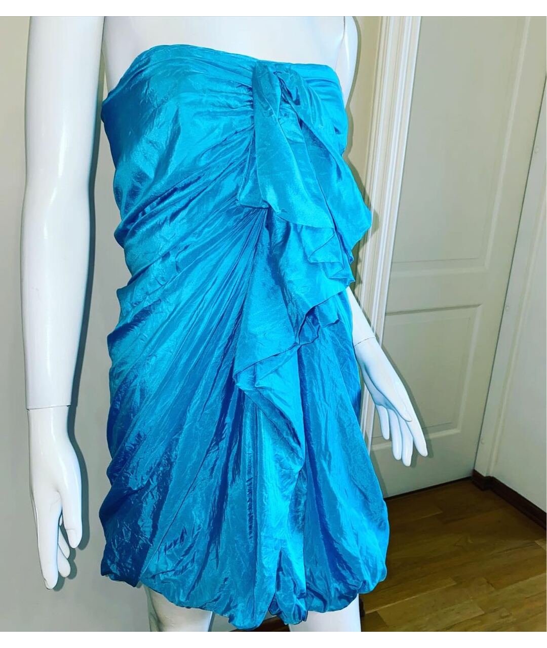 3.1 PHILLIP LIM Бирюзовое шелковое коктейльное платье, фото 2