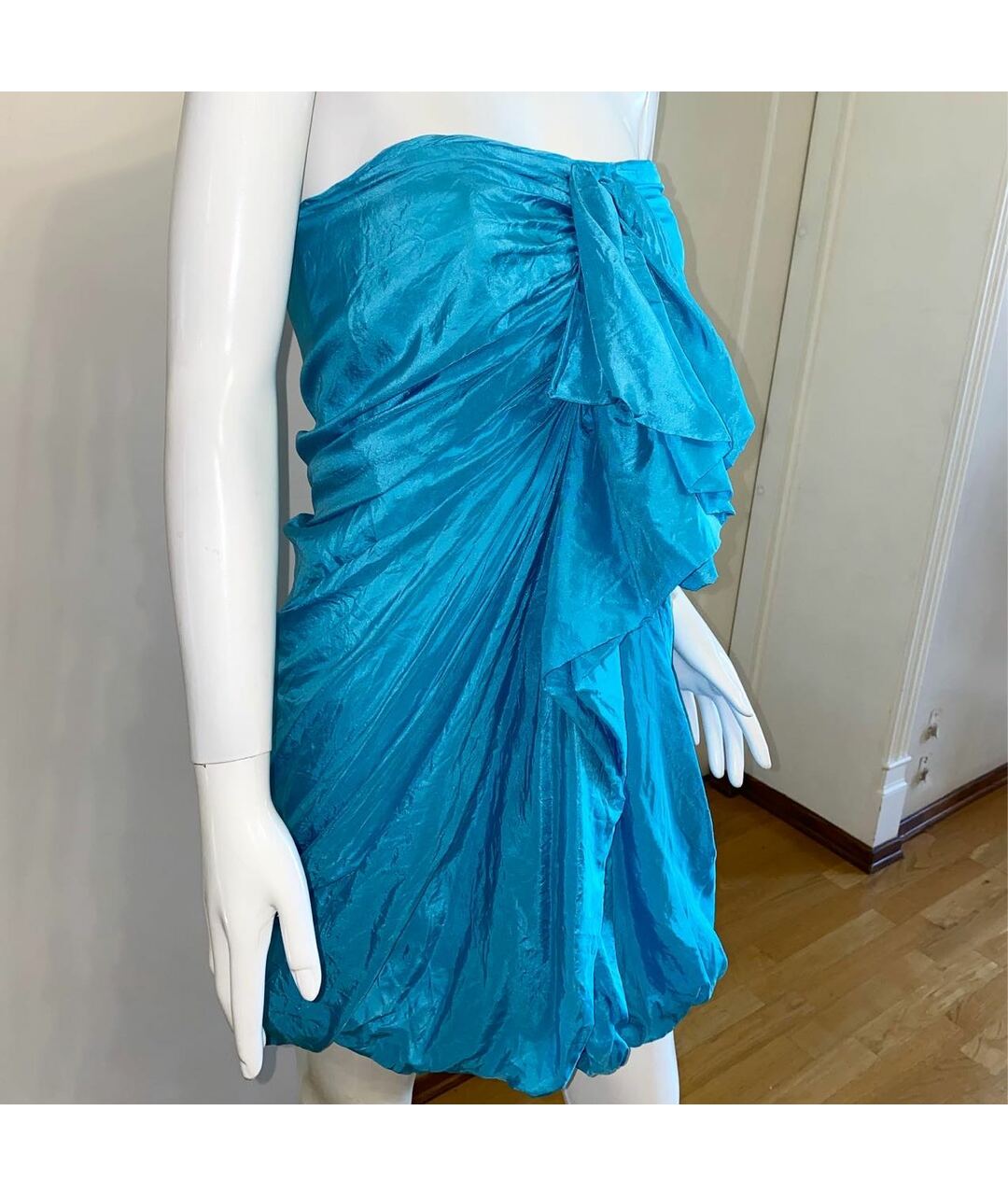 3.1 PHILLIP LIM Бирюзовое шелковое коктейльное платье, фото 4