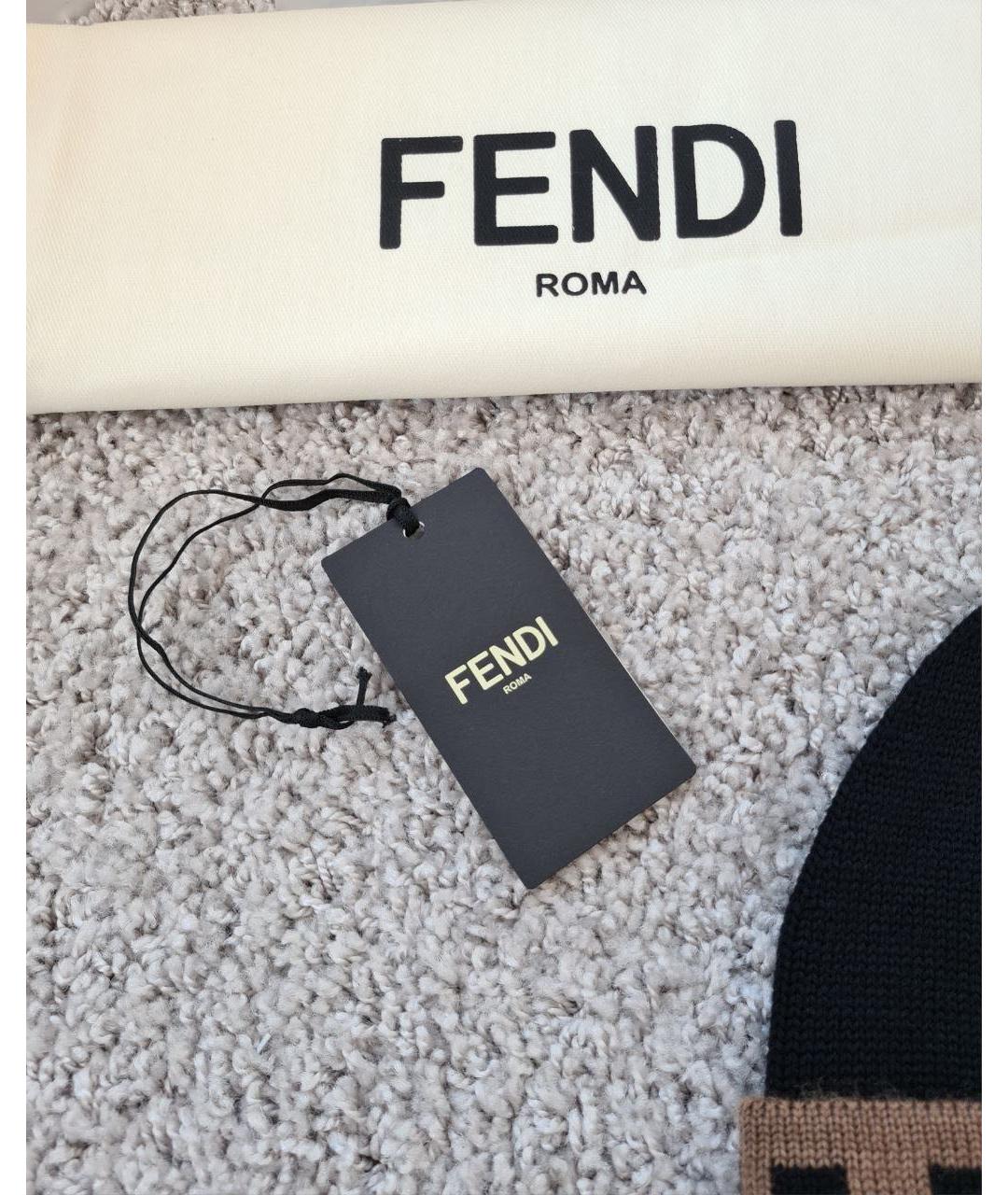 FENDI Черная шерстяная шапка, фото 4