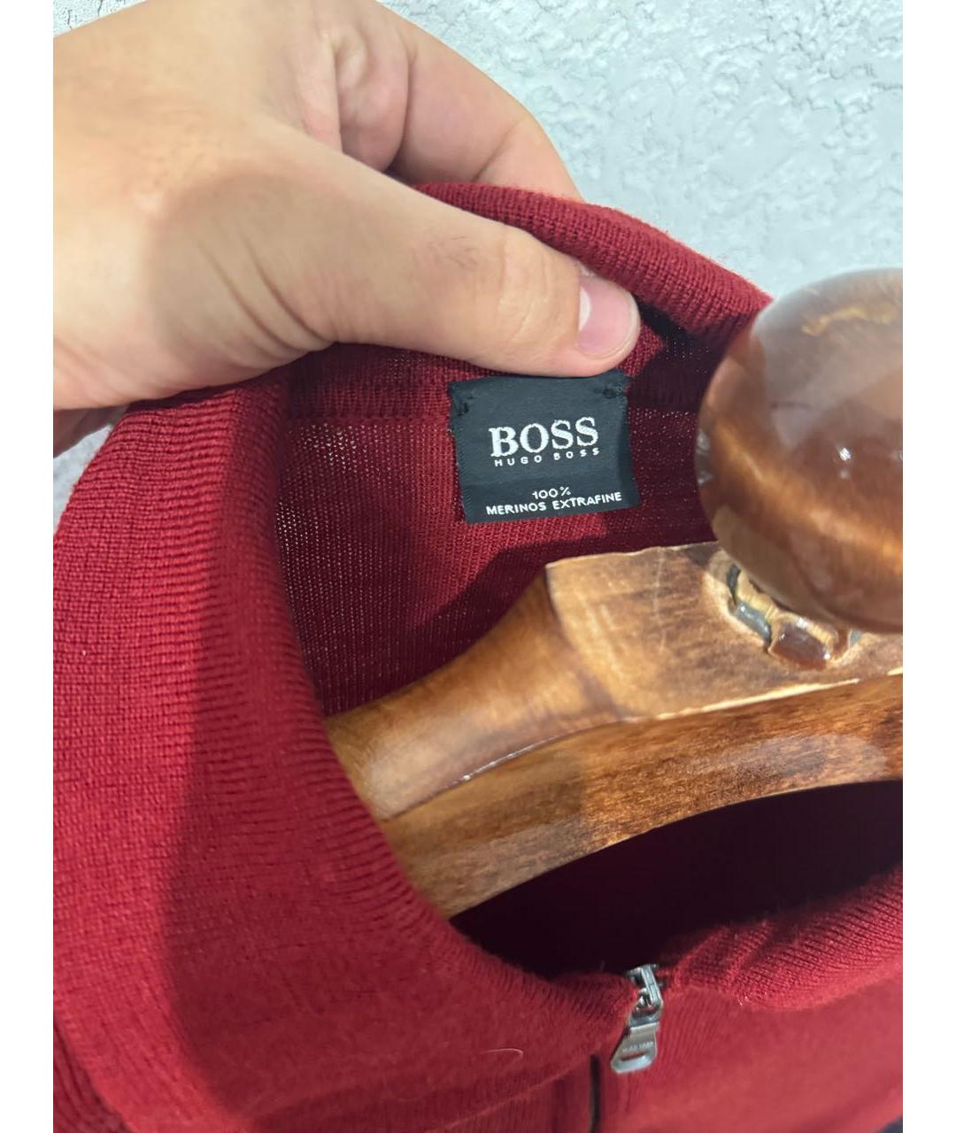 HUGO BOSS Бордовый шерстяной джемпер / свитер, фото 3