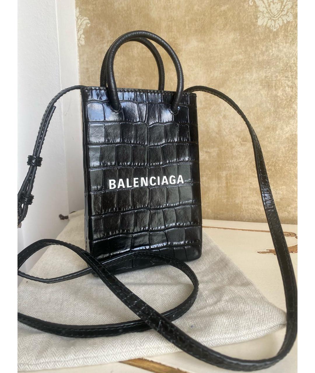 BALENCIAGA Черная кожаная сумка через плечо, фото 2