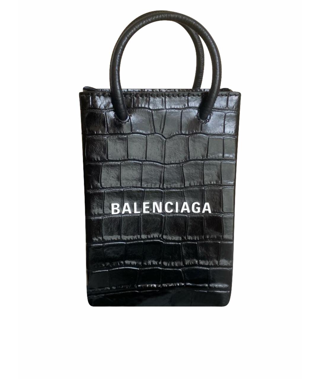 BALENCIAGA Черная кожаная сумка через плечо, фото 1