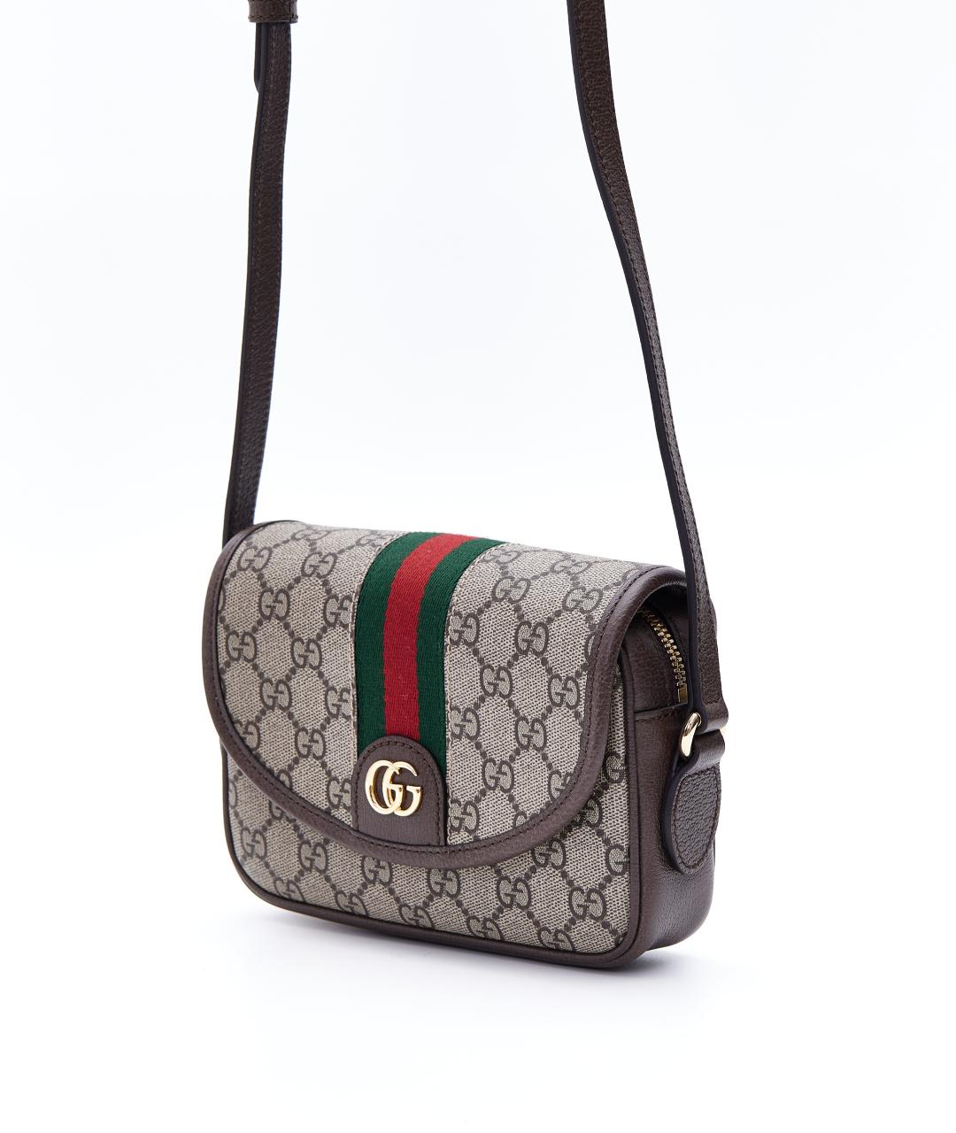 GUCCI Коричневая кожаная сумка через плечо, фото 3