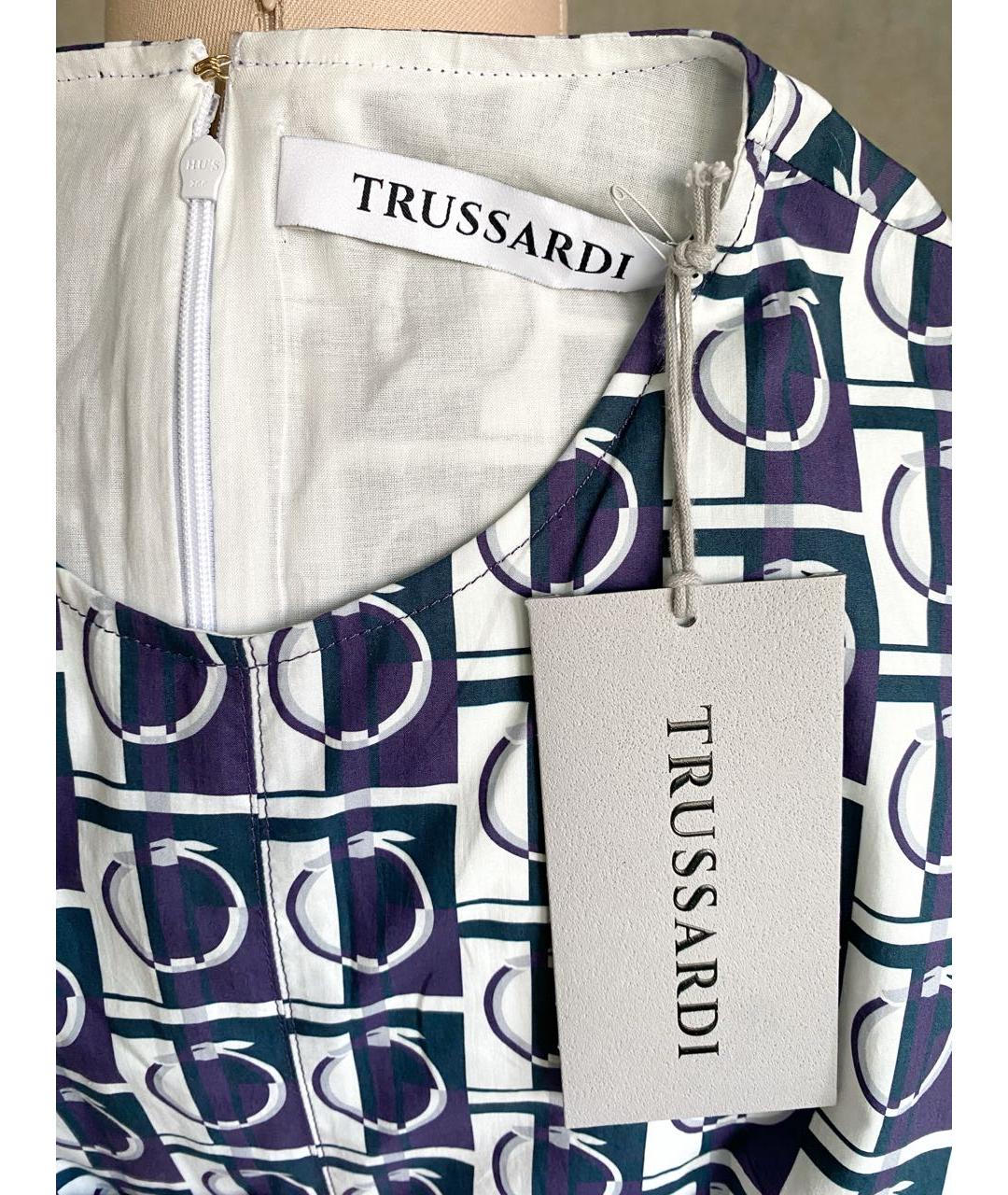 TRUSSARDI Синее вискозное повседневное платье, фото 4