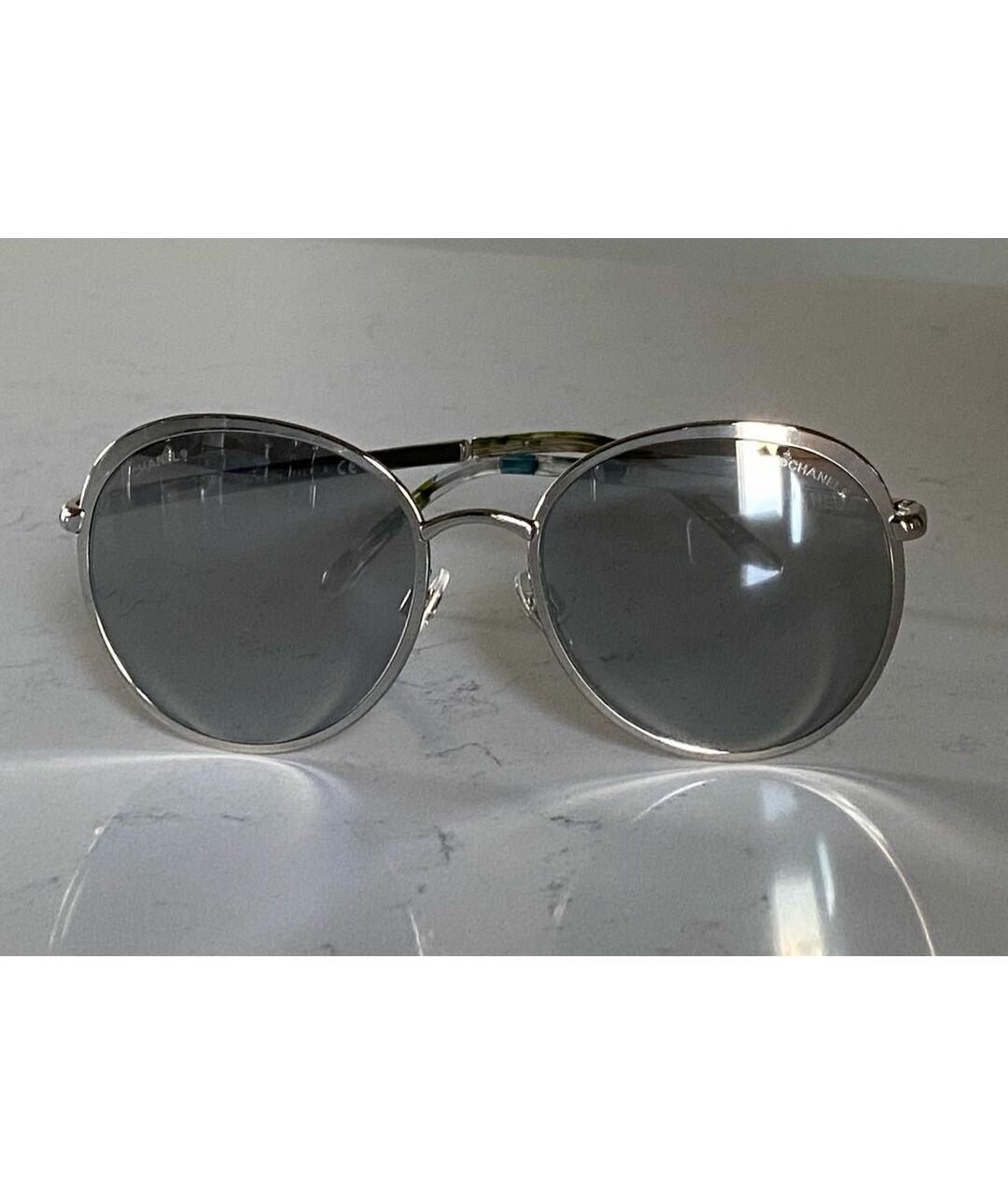 CHANEL PRE-OWNED Серебряные металлические солнцезащитные очки, фото 8