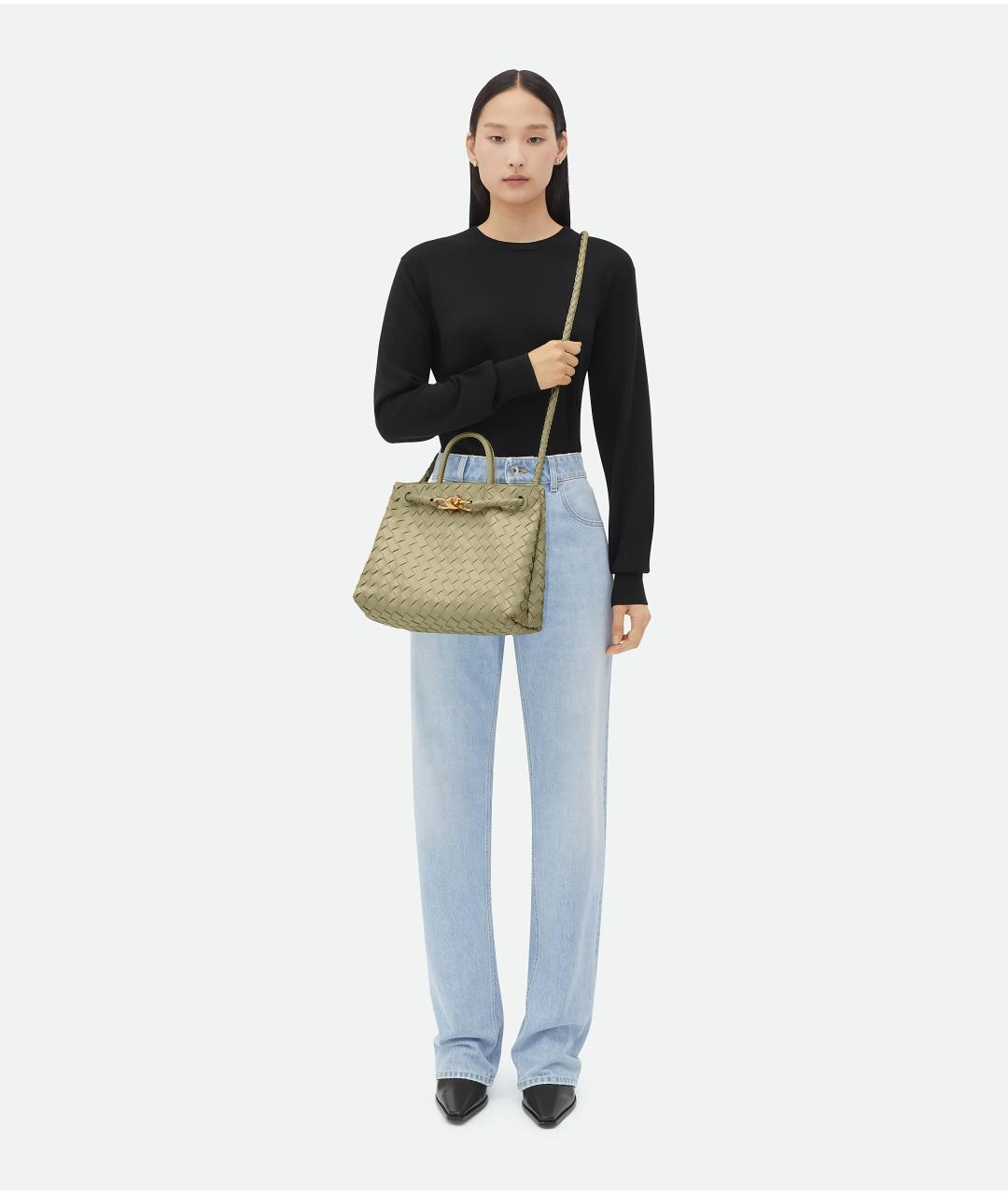 BOTTEGA VENETA Зеленая сумка тоут, фото 2