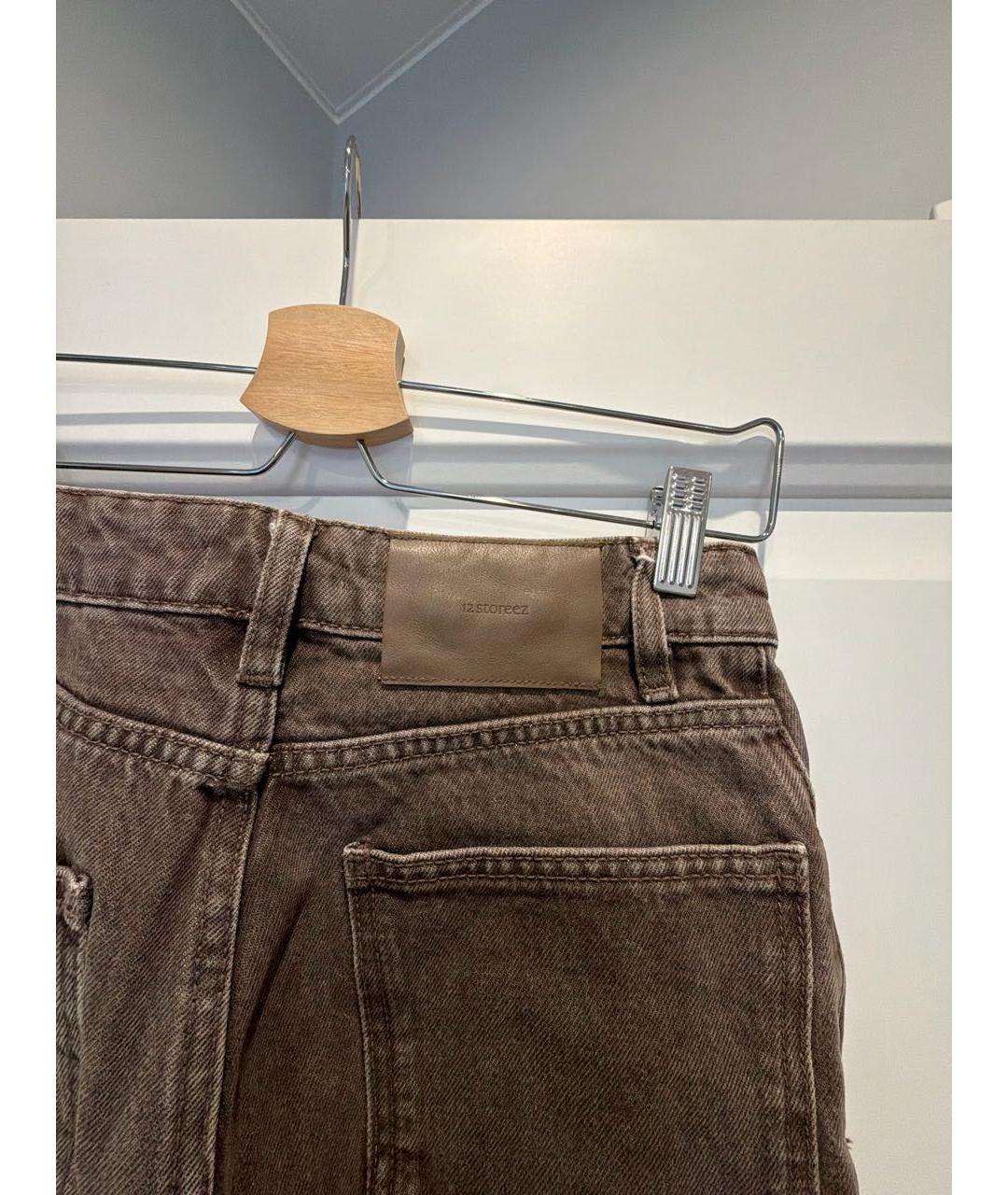 12 STOREEZ Коричневые хлопковые джинсы клеш, фото 8