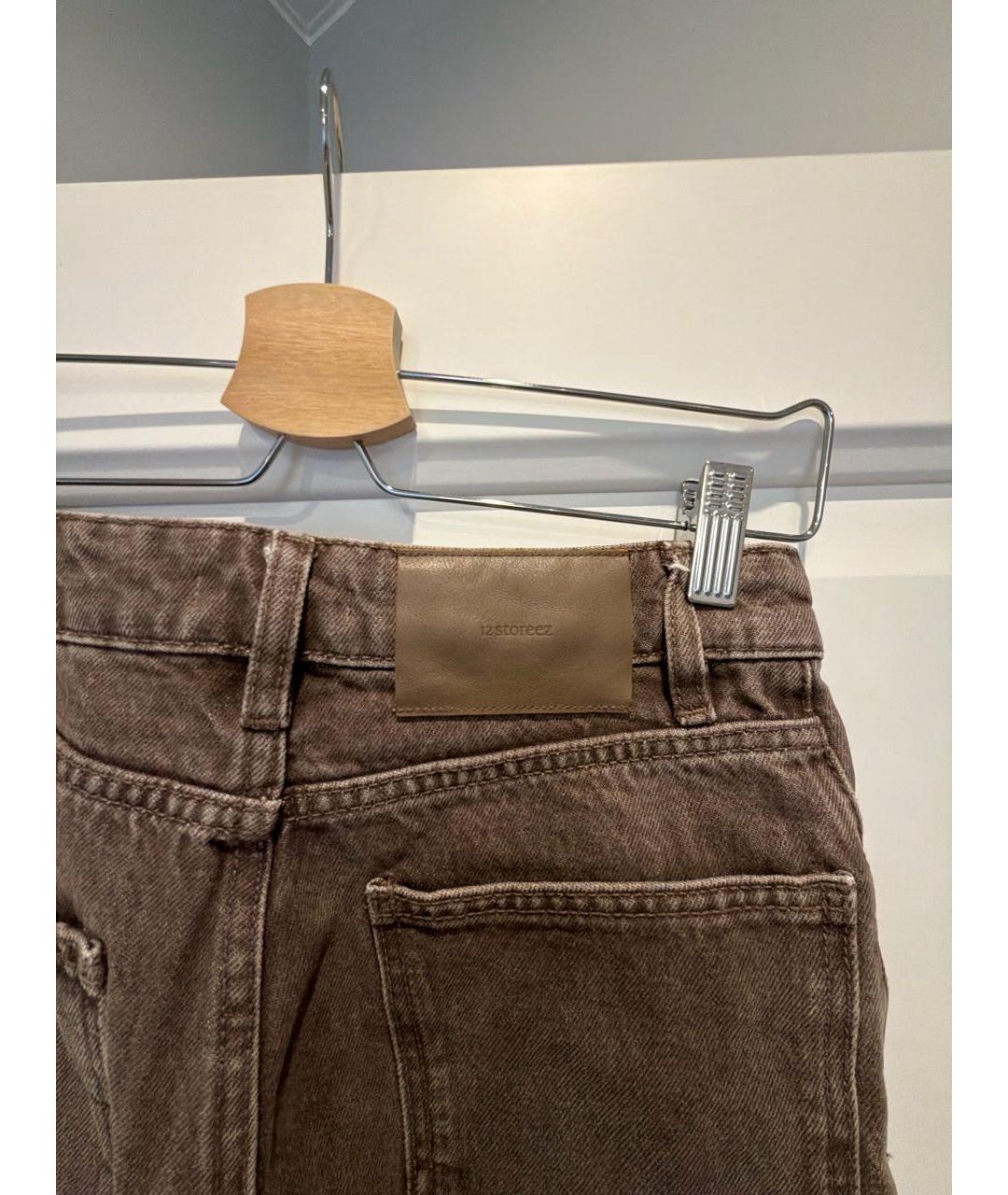 12 STOREEZ Коричневые хлопковые джинсы клеш, фото 5