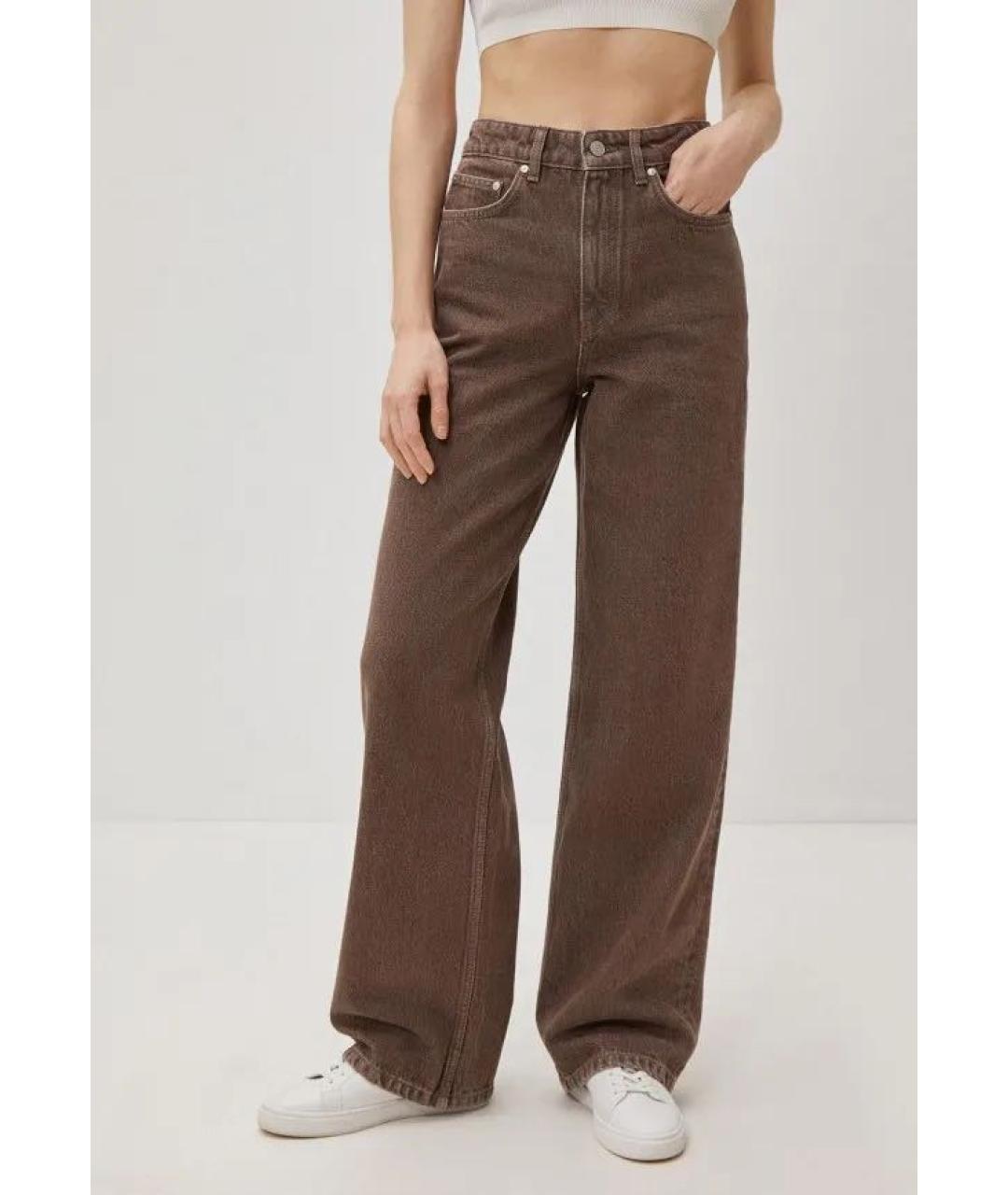 12 STOREEZ Коричневые хлопковые джинсы клеш, фото 3