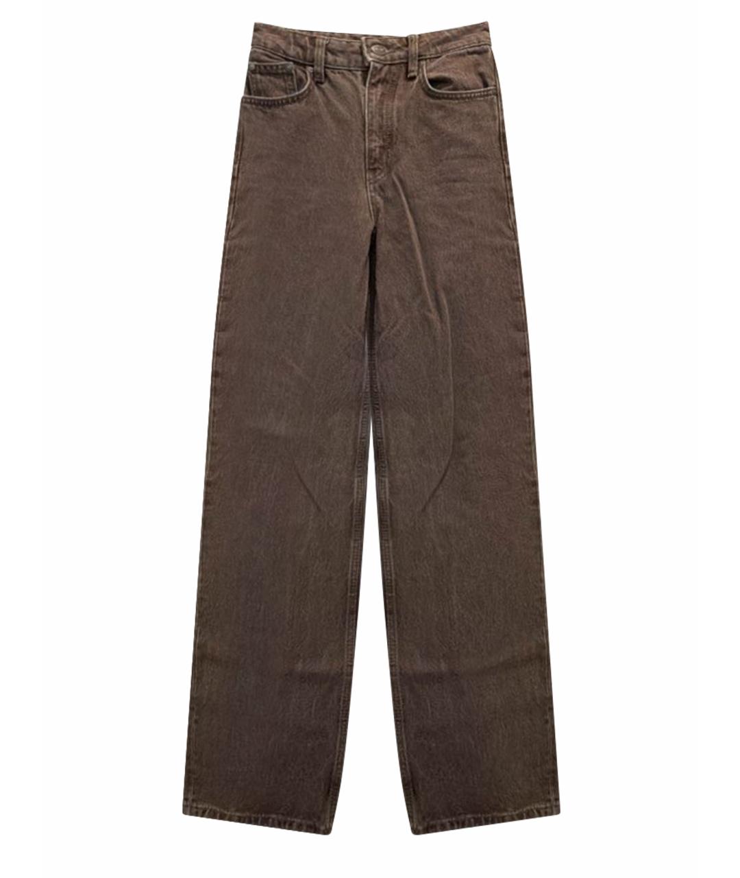 12 STOREEZ Коричневые хлопковые джинсы клеш, фото 1