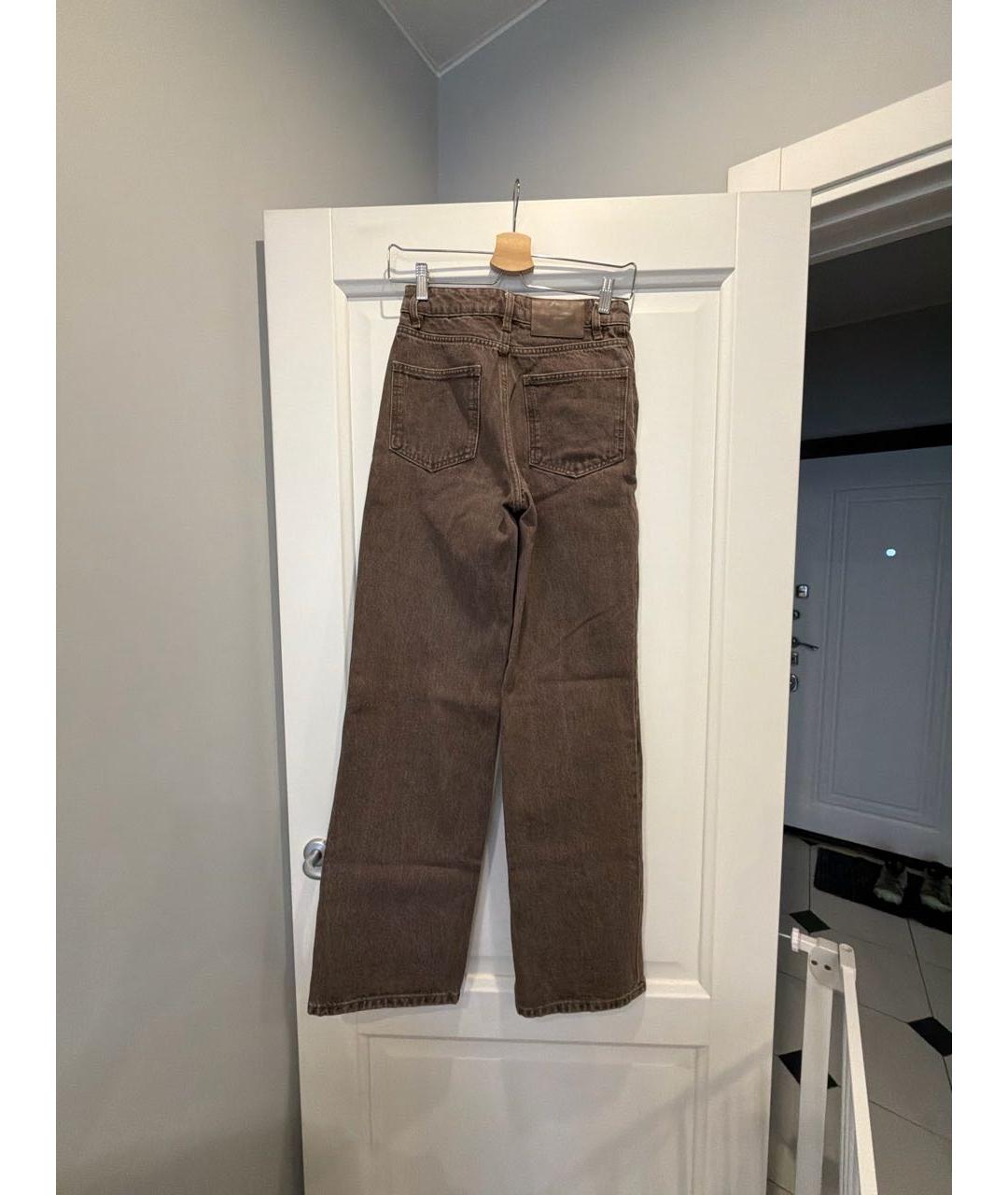 12 STOREEZ Коричневые хлопковые джинсы клеш, фото 7