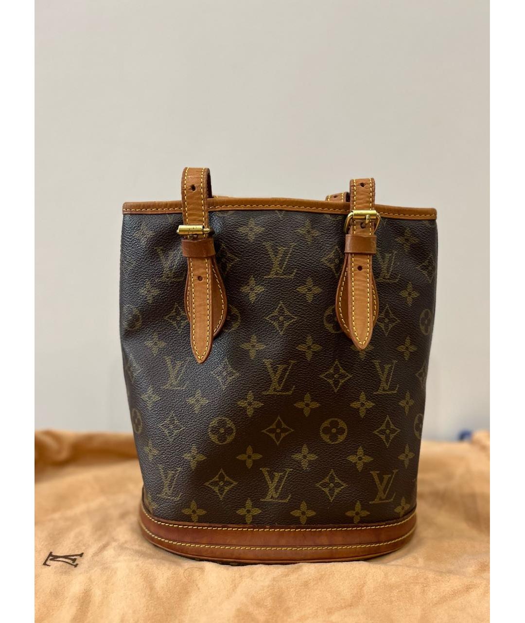 LOUIS VUITTON Коричневая кожаная сумка тоут, фото 7