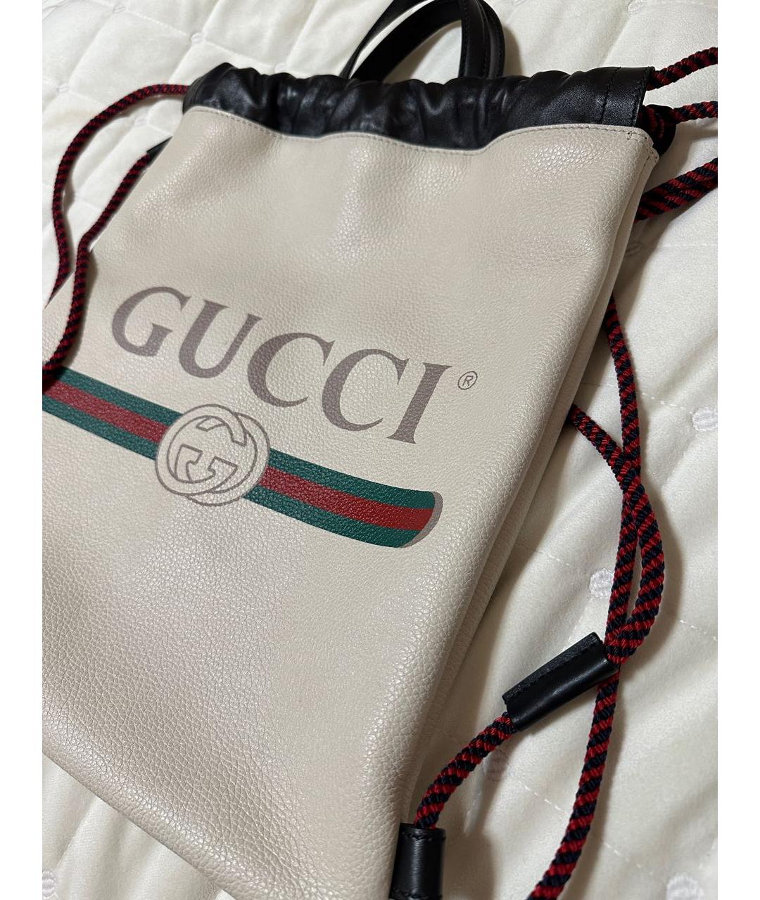 GUCCI Бежевый кожаный рюкзак, фото 2