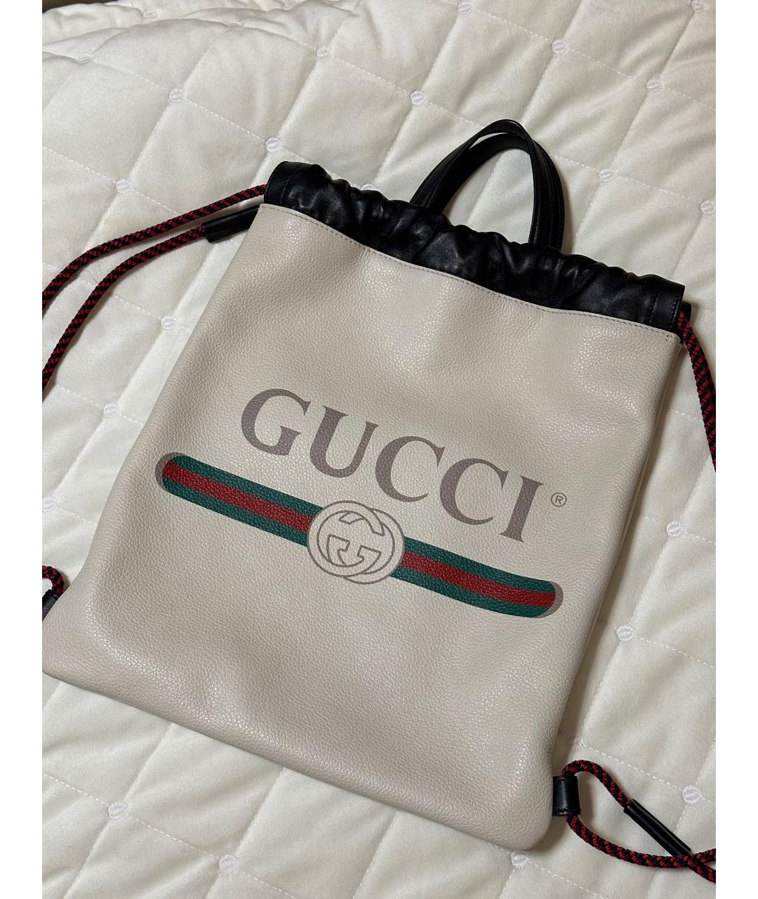 GUCCI Бежевый кожаный рюкзак, фото 7