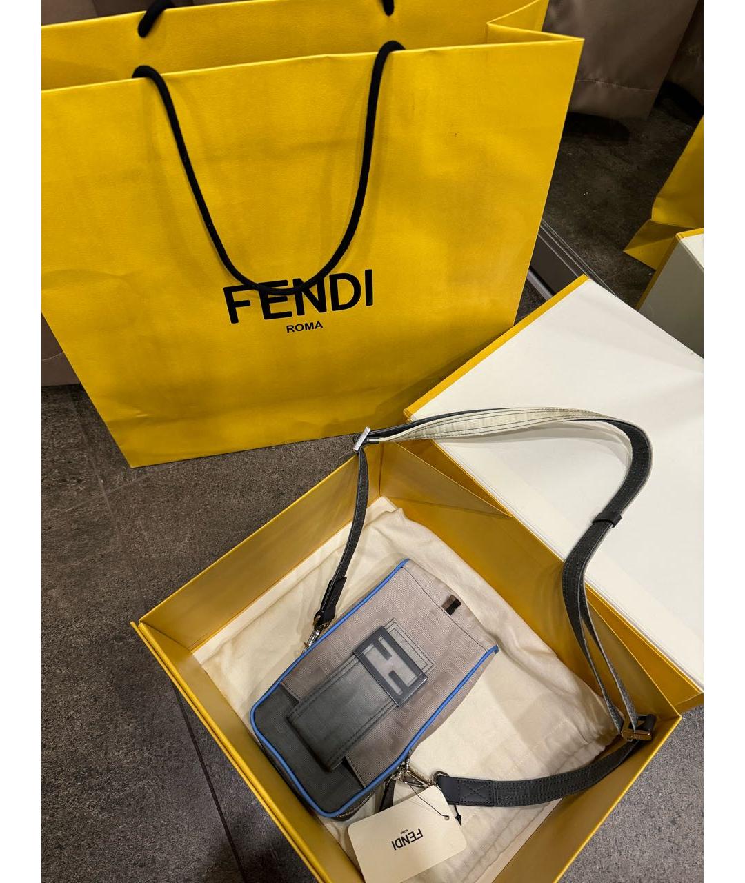 FENDI Серая деним поясная сумка, фото 2