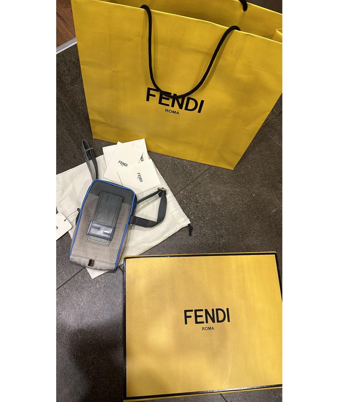 FENDI Серая деним поясная сумка, фото 5