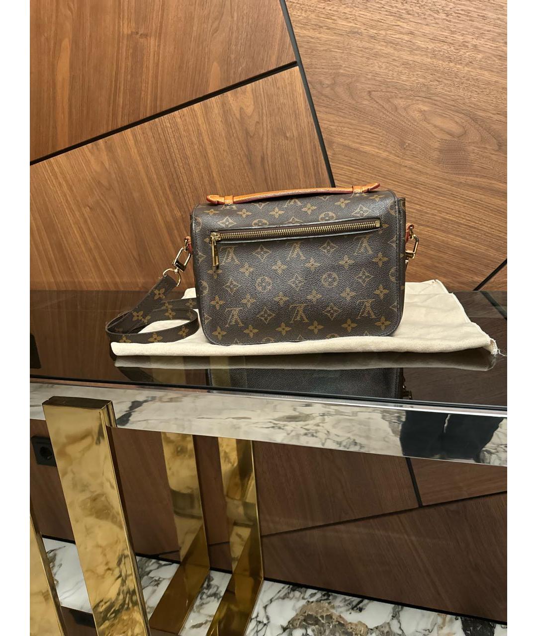 LOUIS VUITTON Коричневая кожаная сумка через плечо, фото 3